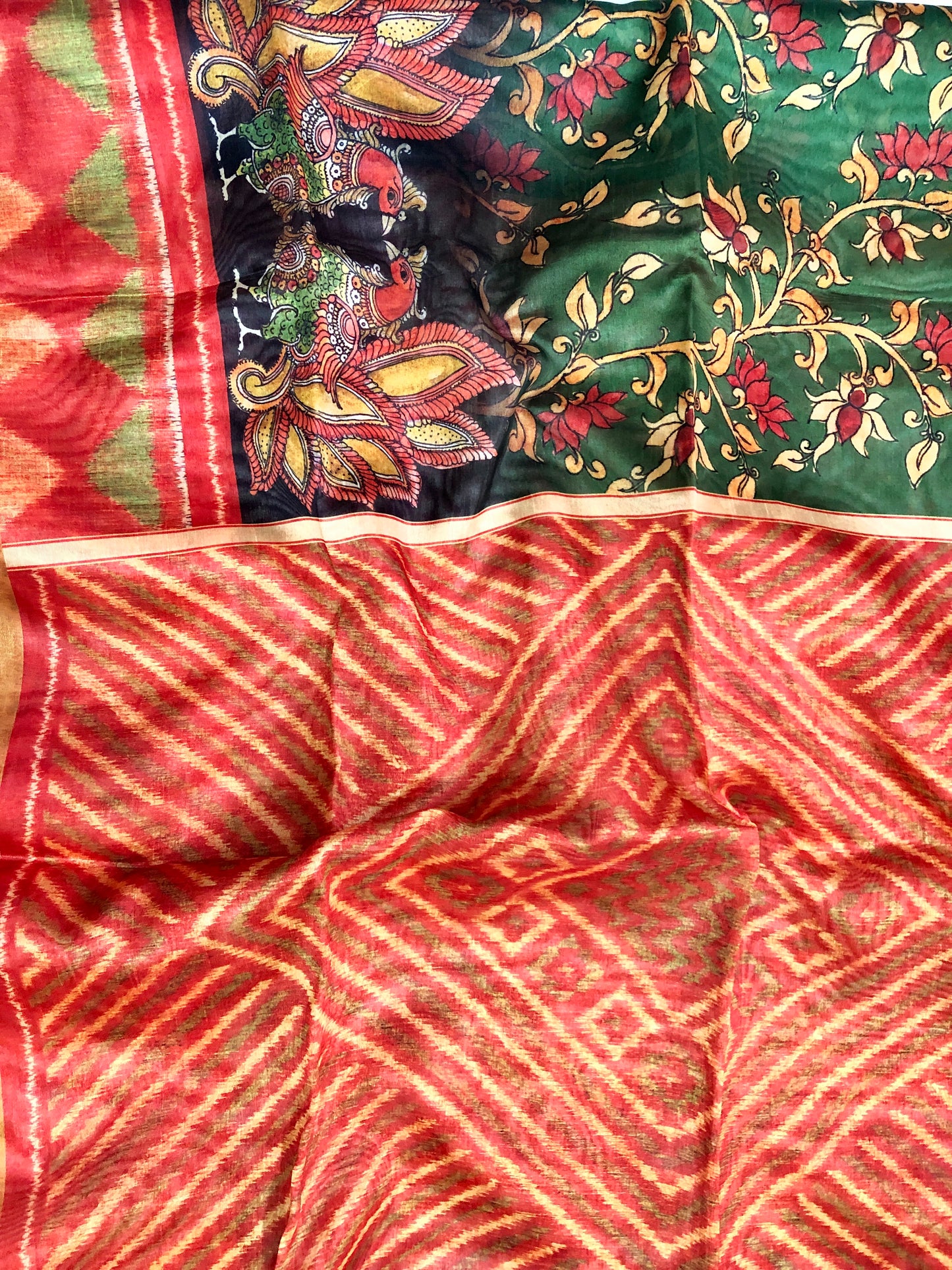 Viscose Cotton Saree - Green