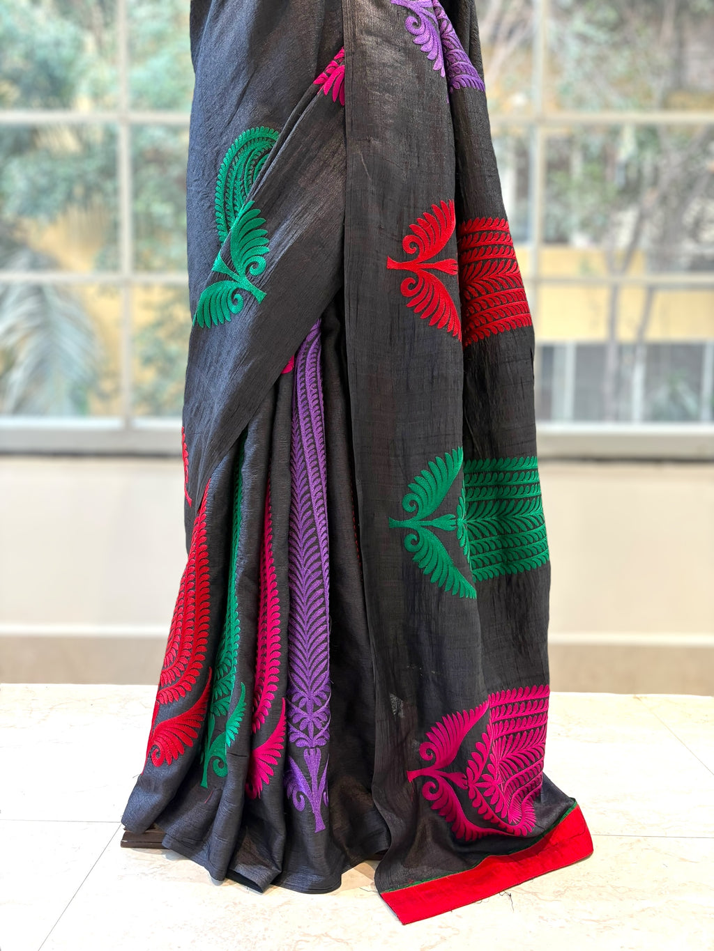 Tussar silk designer saree