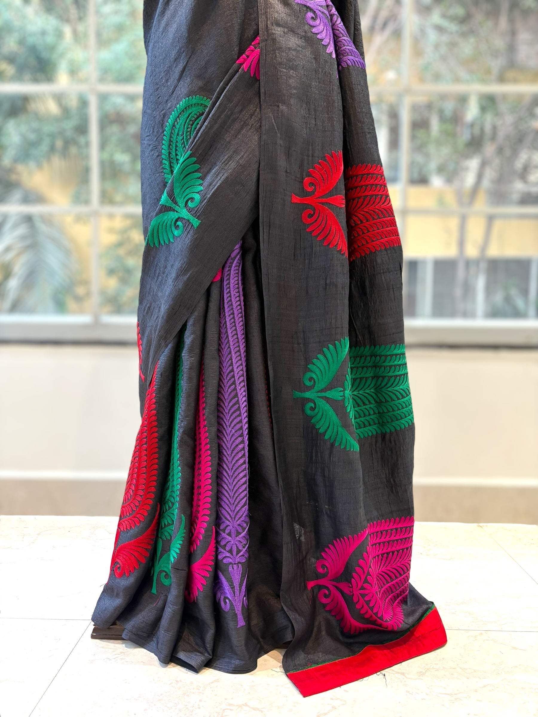 Tussar silk designer saree
