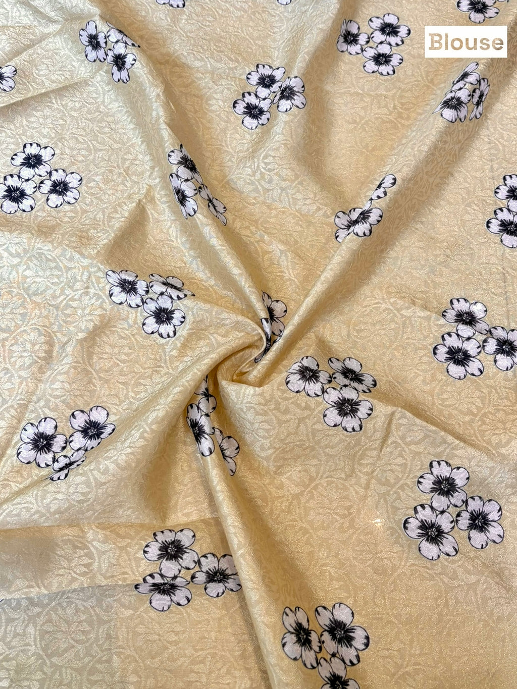 Floral print scallop saree - Lime yellow