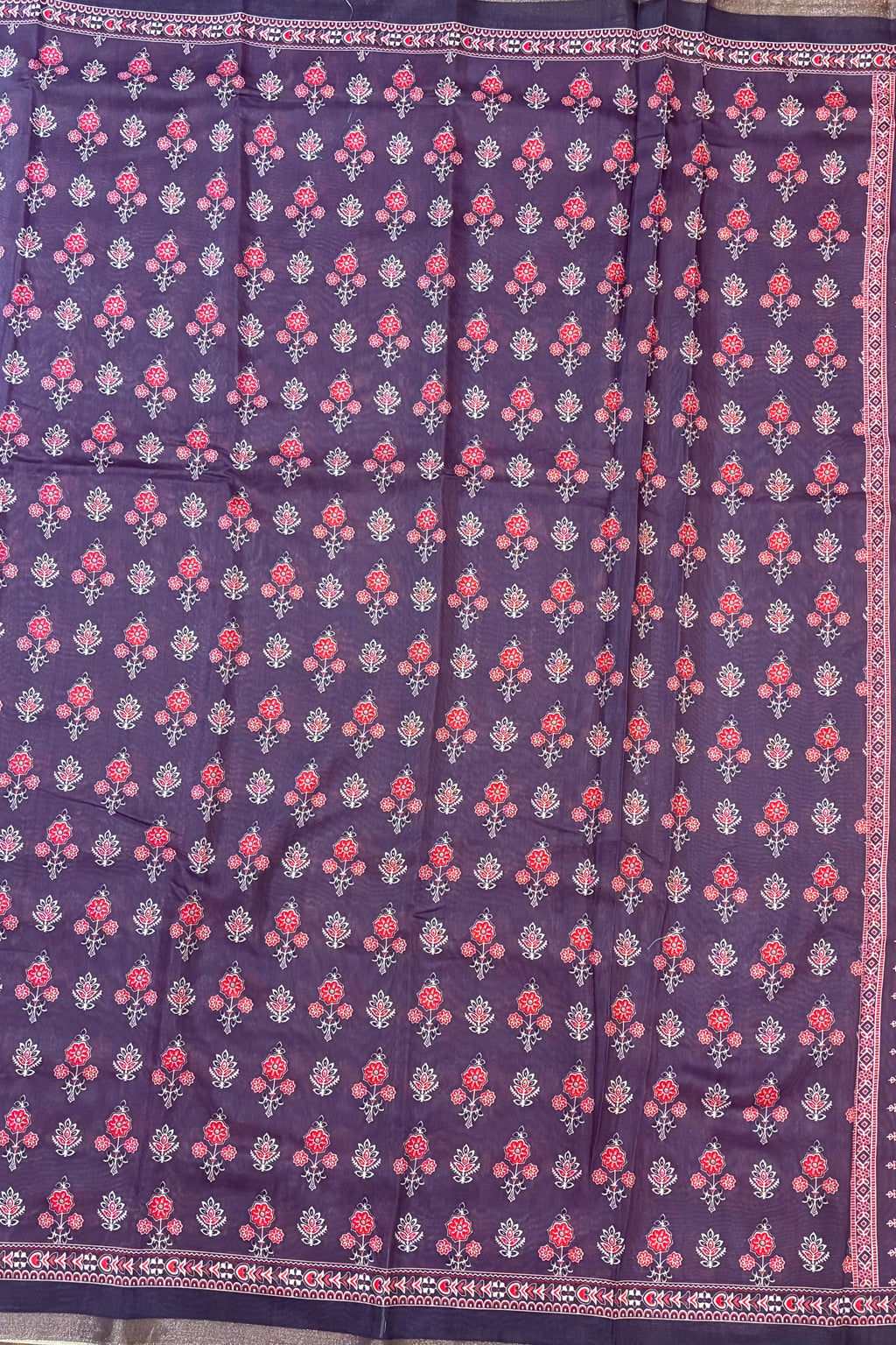 Soft muslin cotton saree - Purple