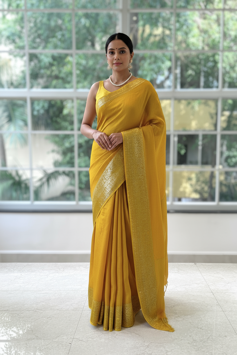Dola silk saree - Yellow