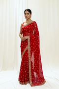 Bandhej georgette saree - Red