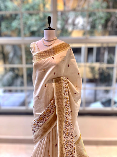 Being embroidered zari saree - Floral