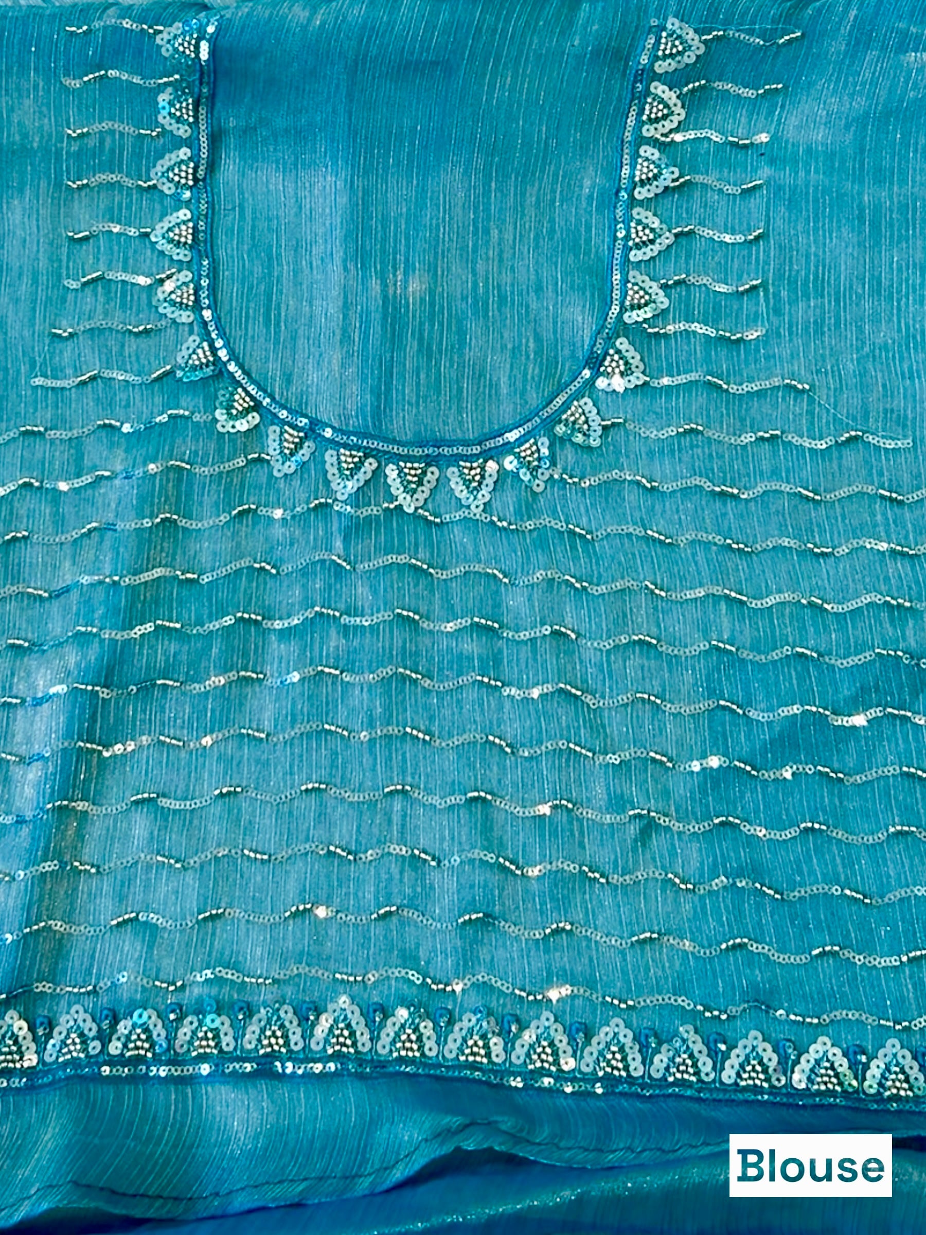 Shimmer Chiffon Embellished Saree - Blue
