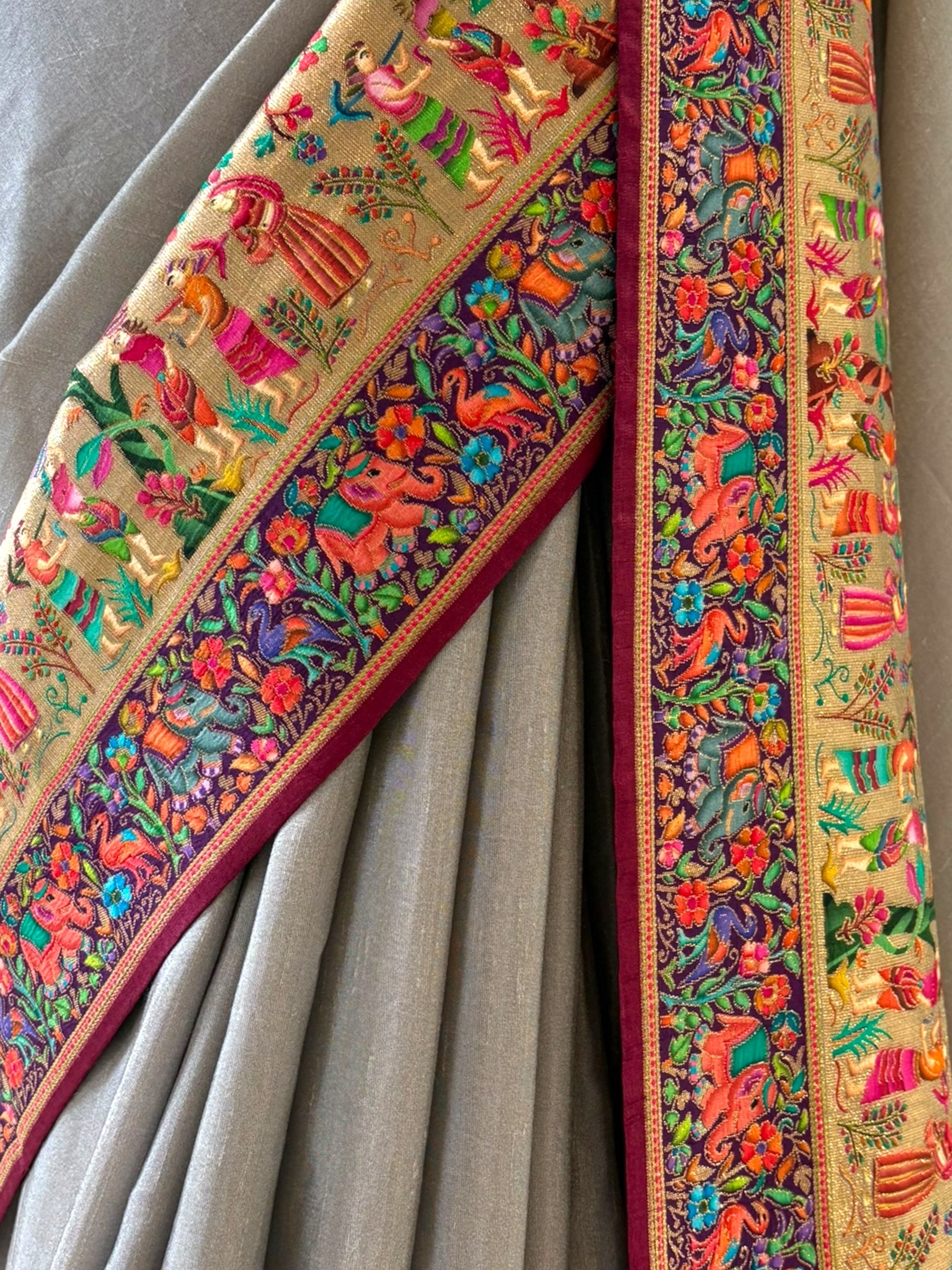 Premium soft silk saree - Grey