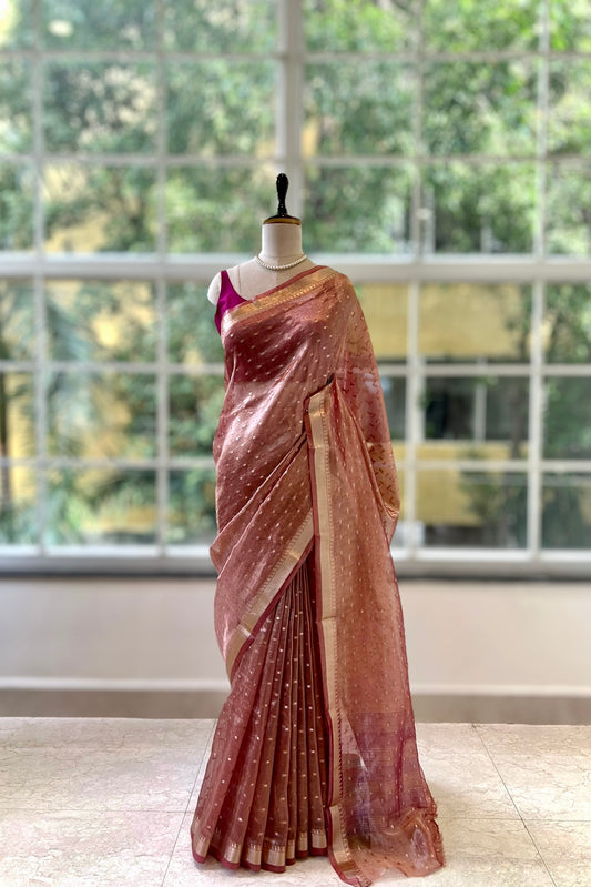 Tissue saree - Rose gold