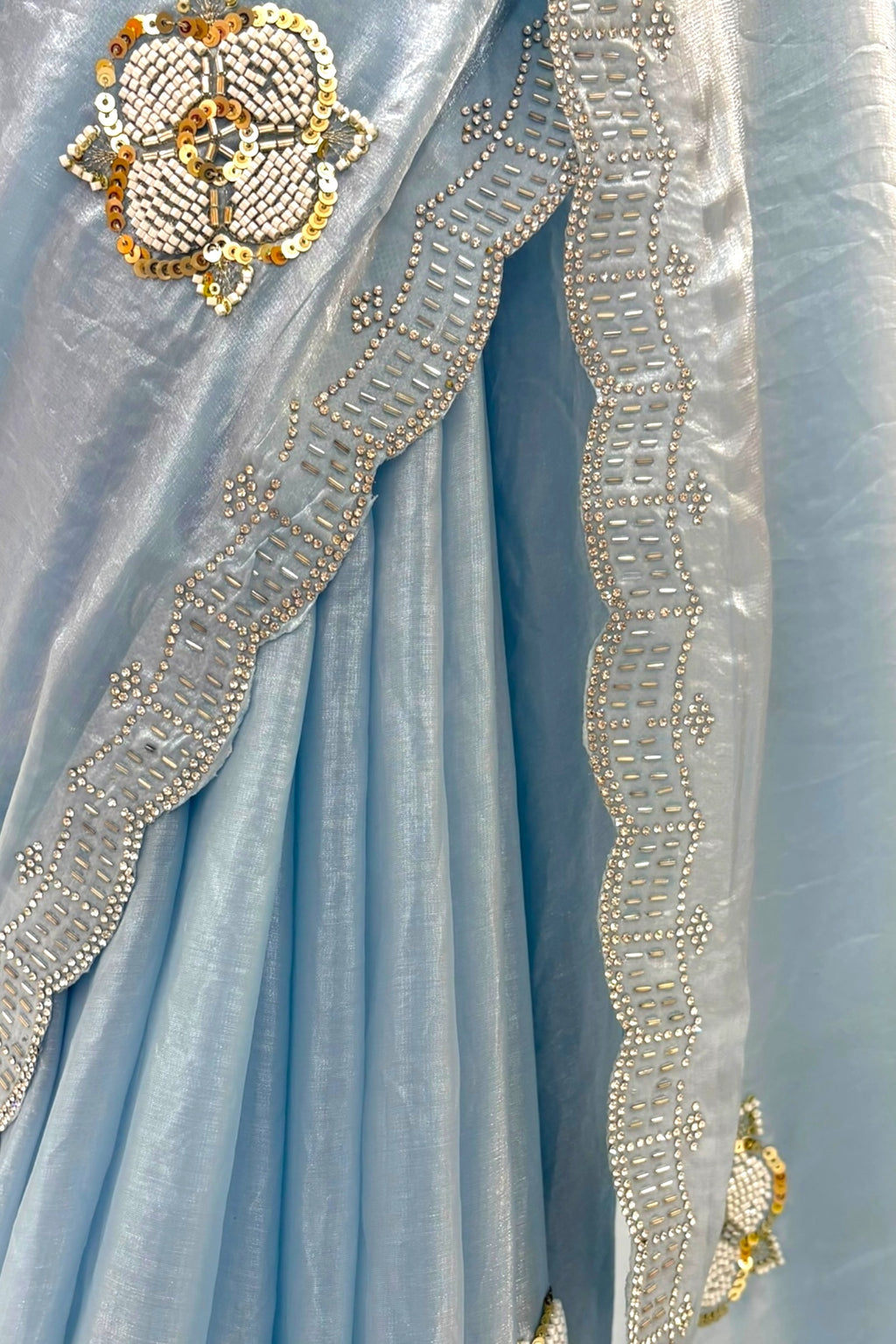 Fendy embellished saree - Powder blue