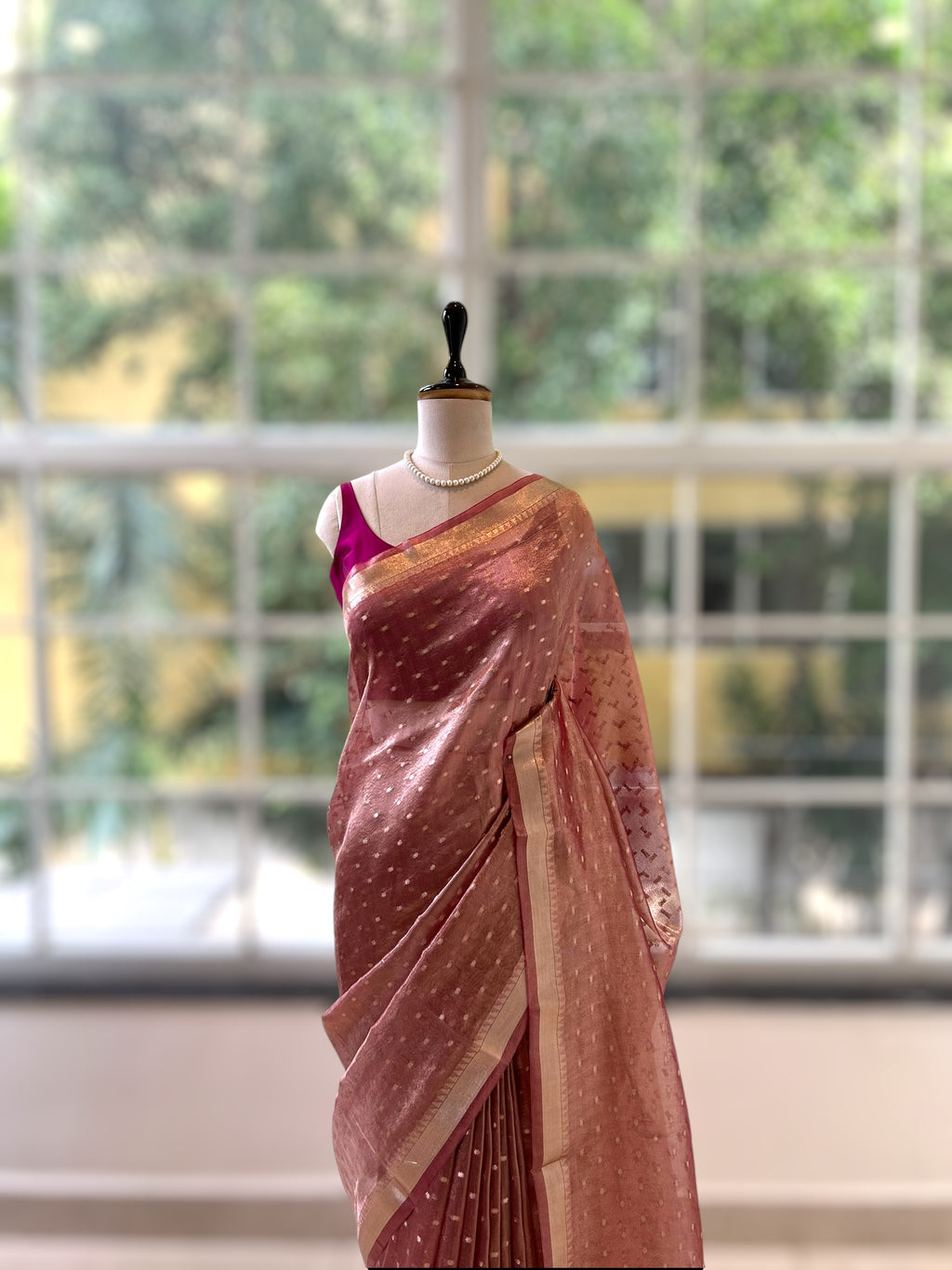Tissue saree - Rose gold