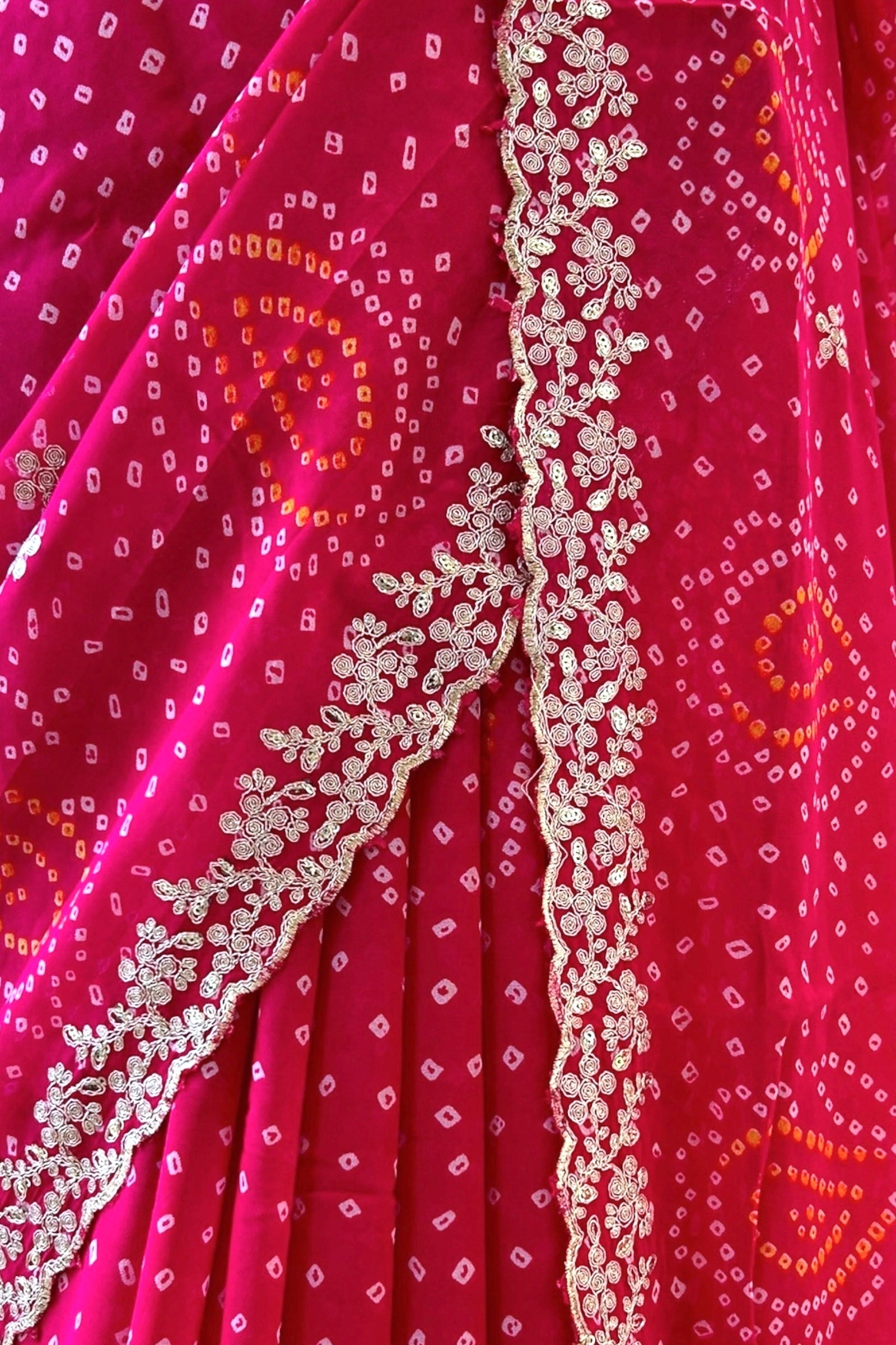 Georgette bandhani saree - Pink
