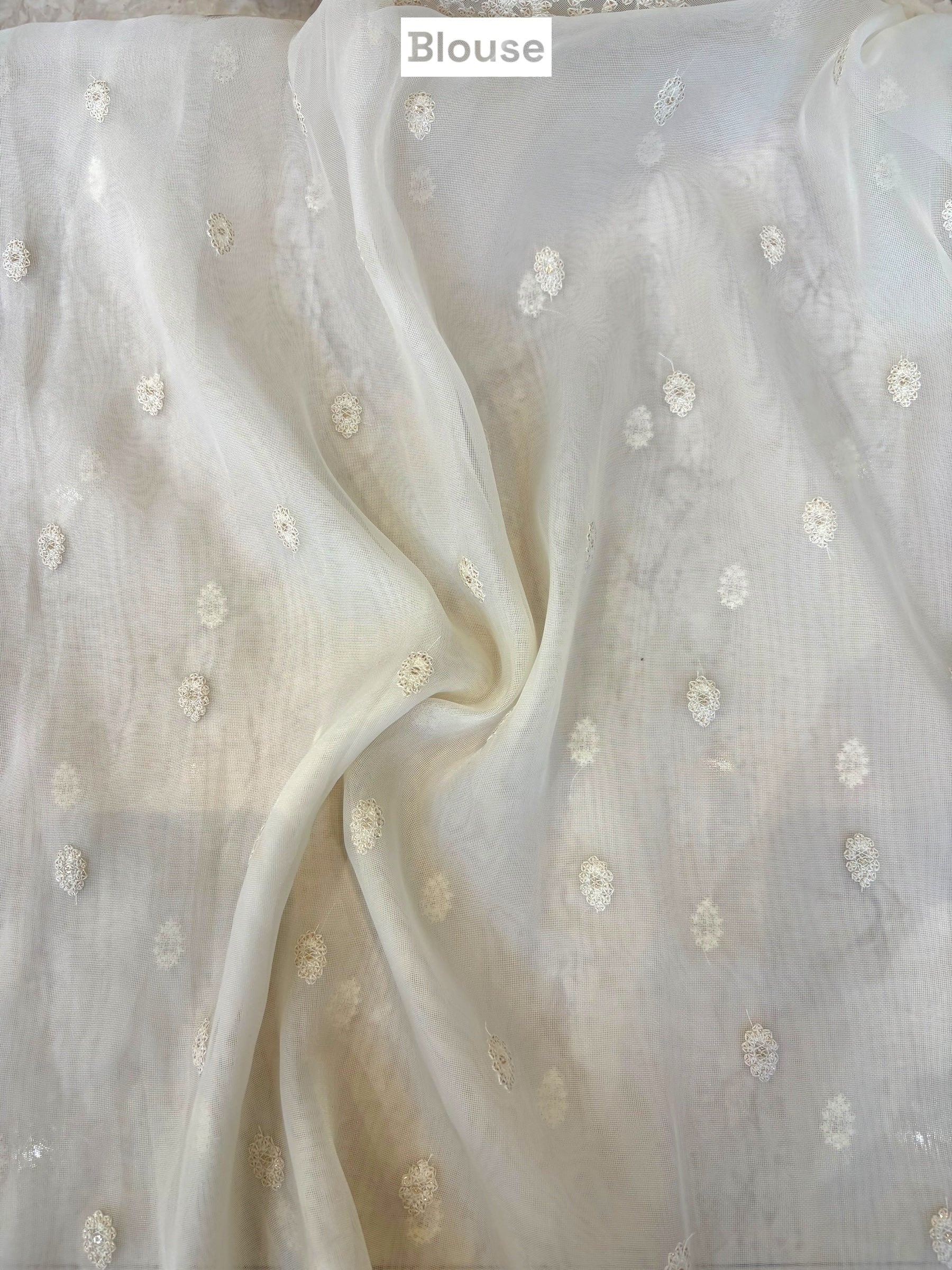 Lucknowi work saree - White