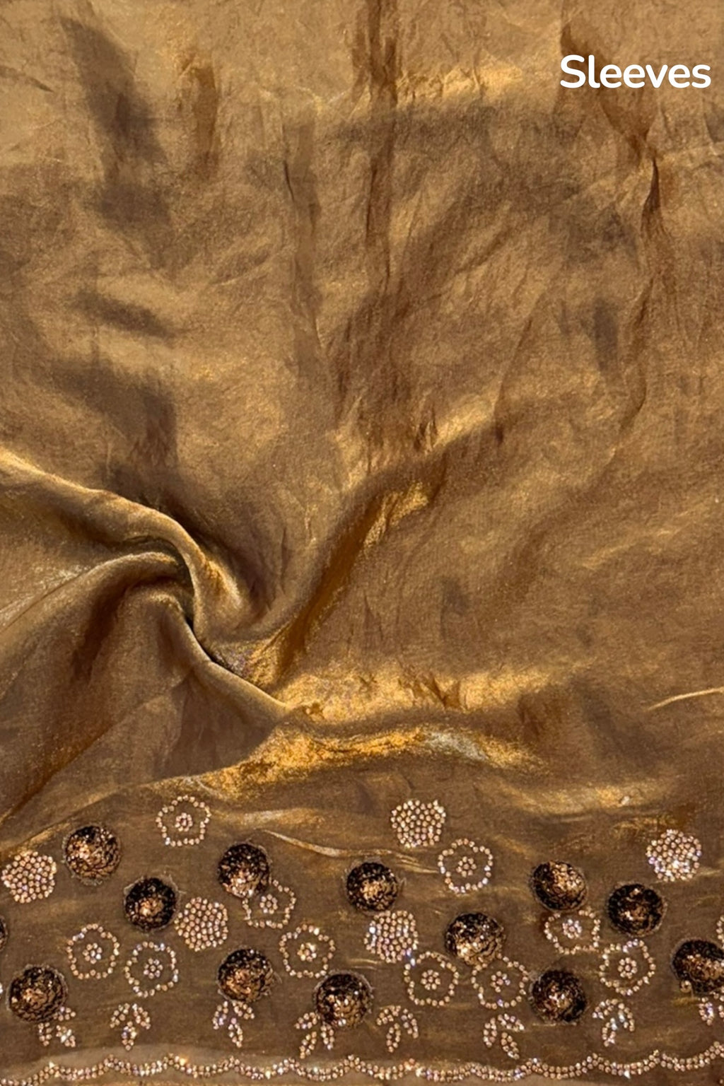 Rose sequins fendy saree - Golden