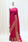 Bandhani print soft organza saree - Pink