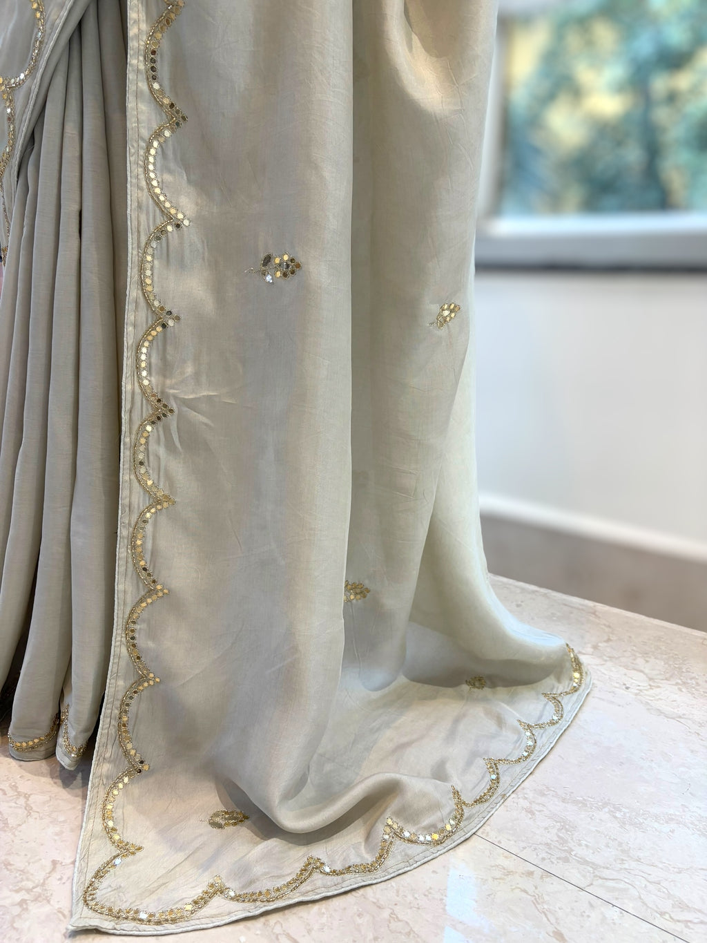 Grey upada silk saree