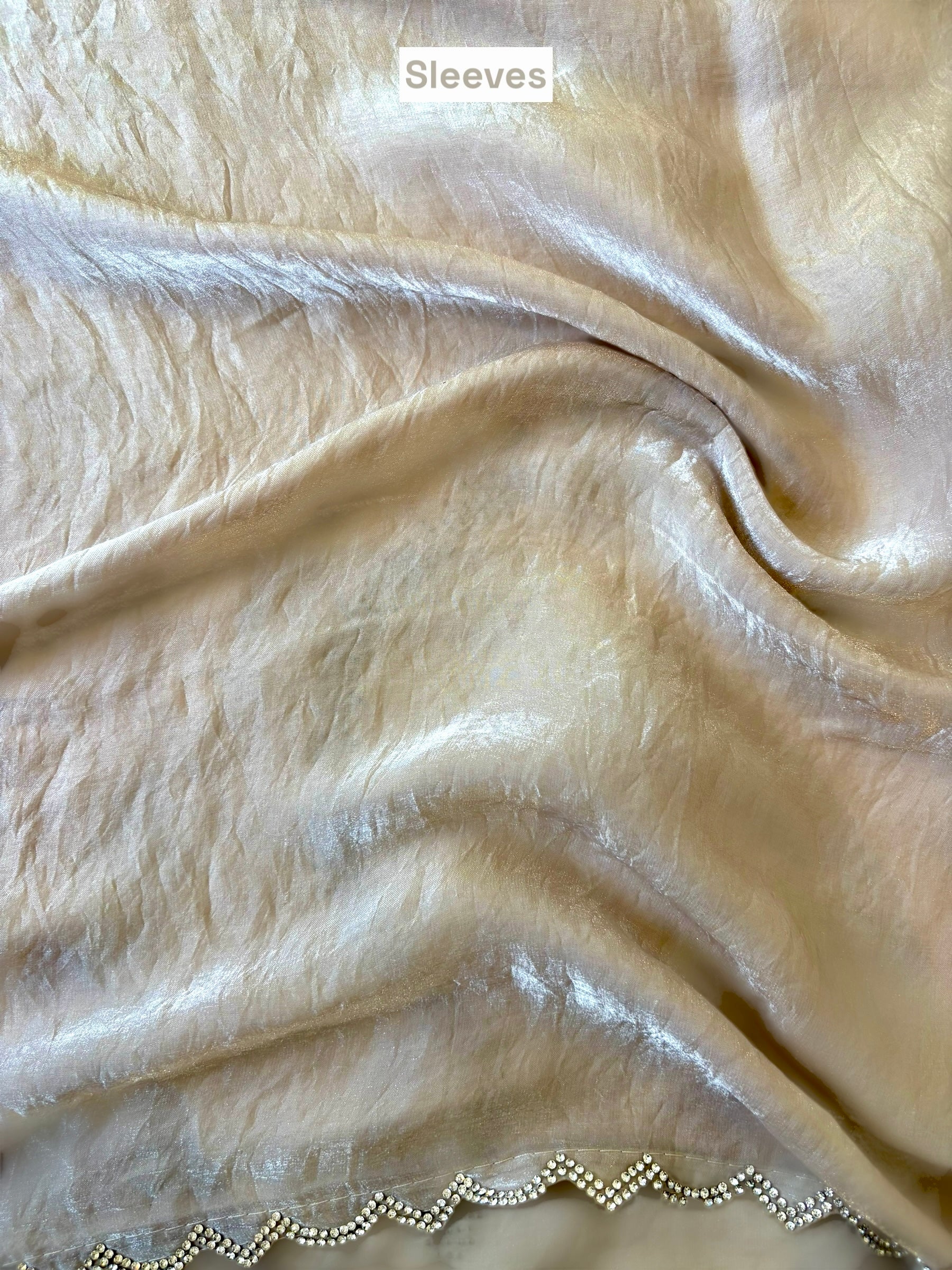 Fendy satin floral stone work saree - Nude