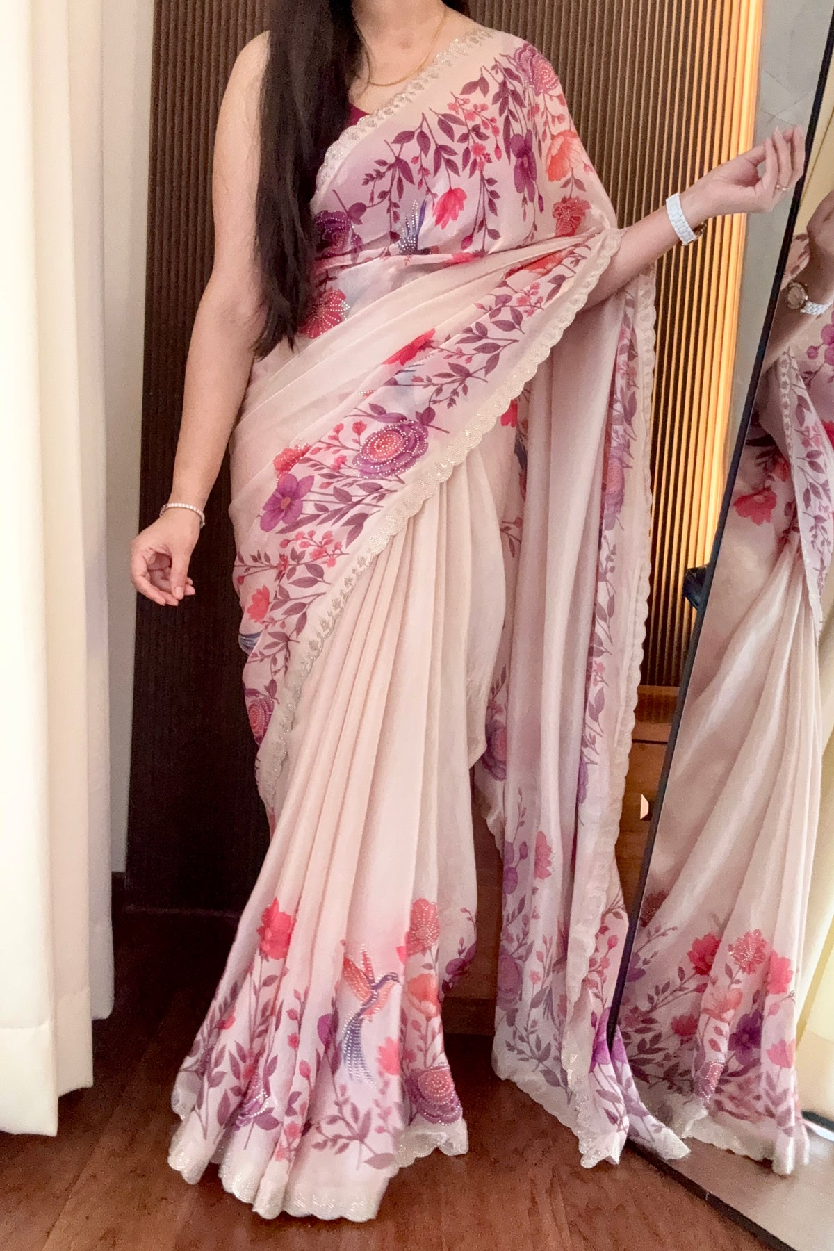 Digital print fendy floral saree - Multi Floral
