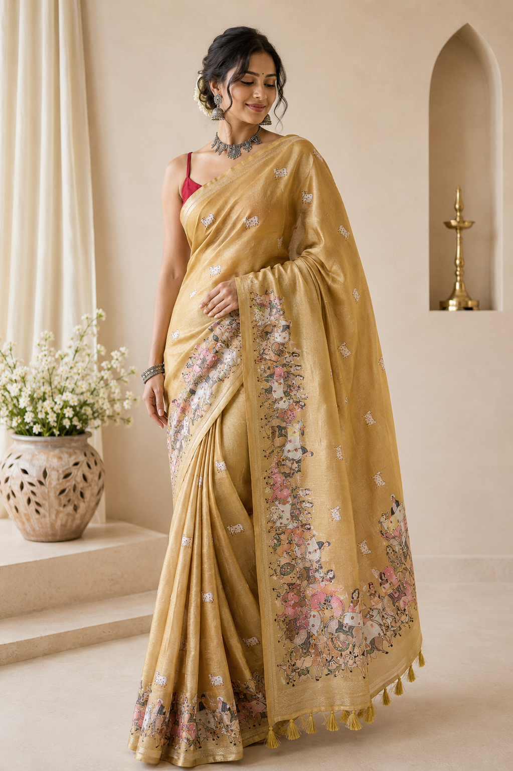 Yellow Pichwai saree