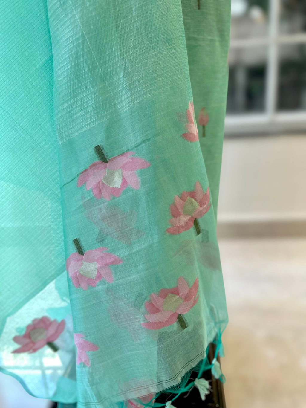 Green pure handloom cotton suit set