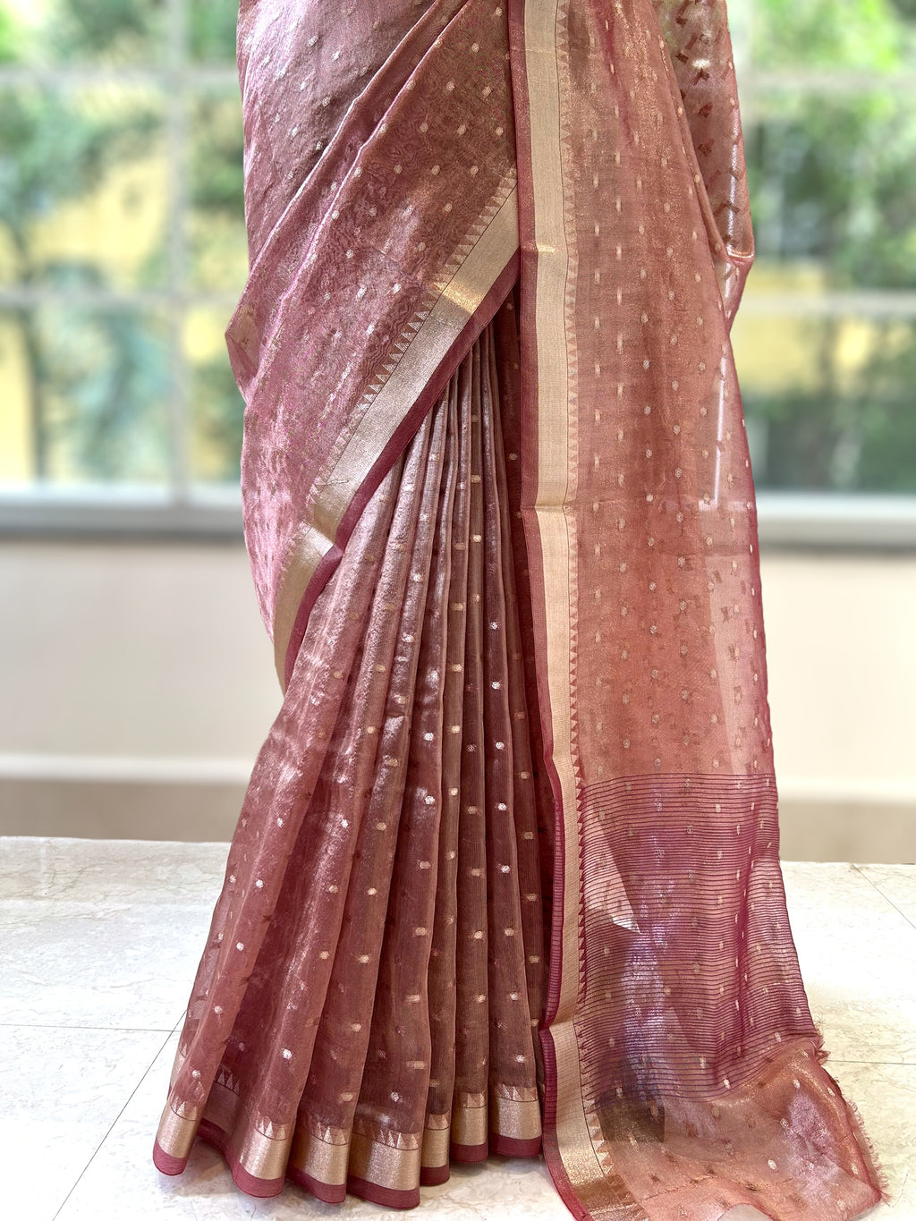 Tissue saree - Rose gold