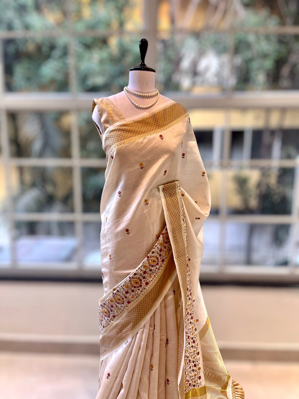 Being embroidered zari saree - Floral