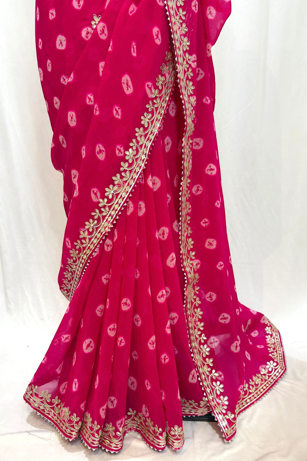 Bandhej georgette saree - Pink