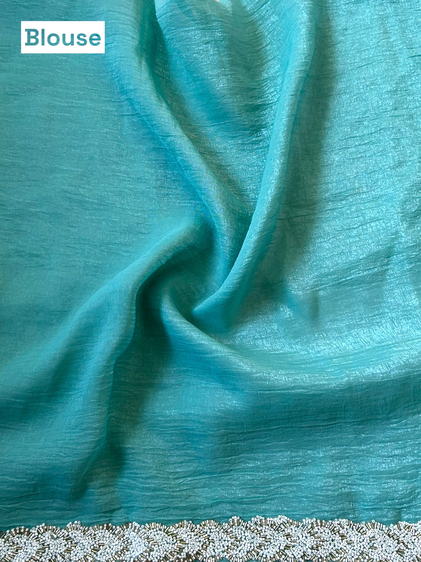 Marble chiffon embellished saree - Blue