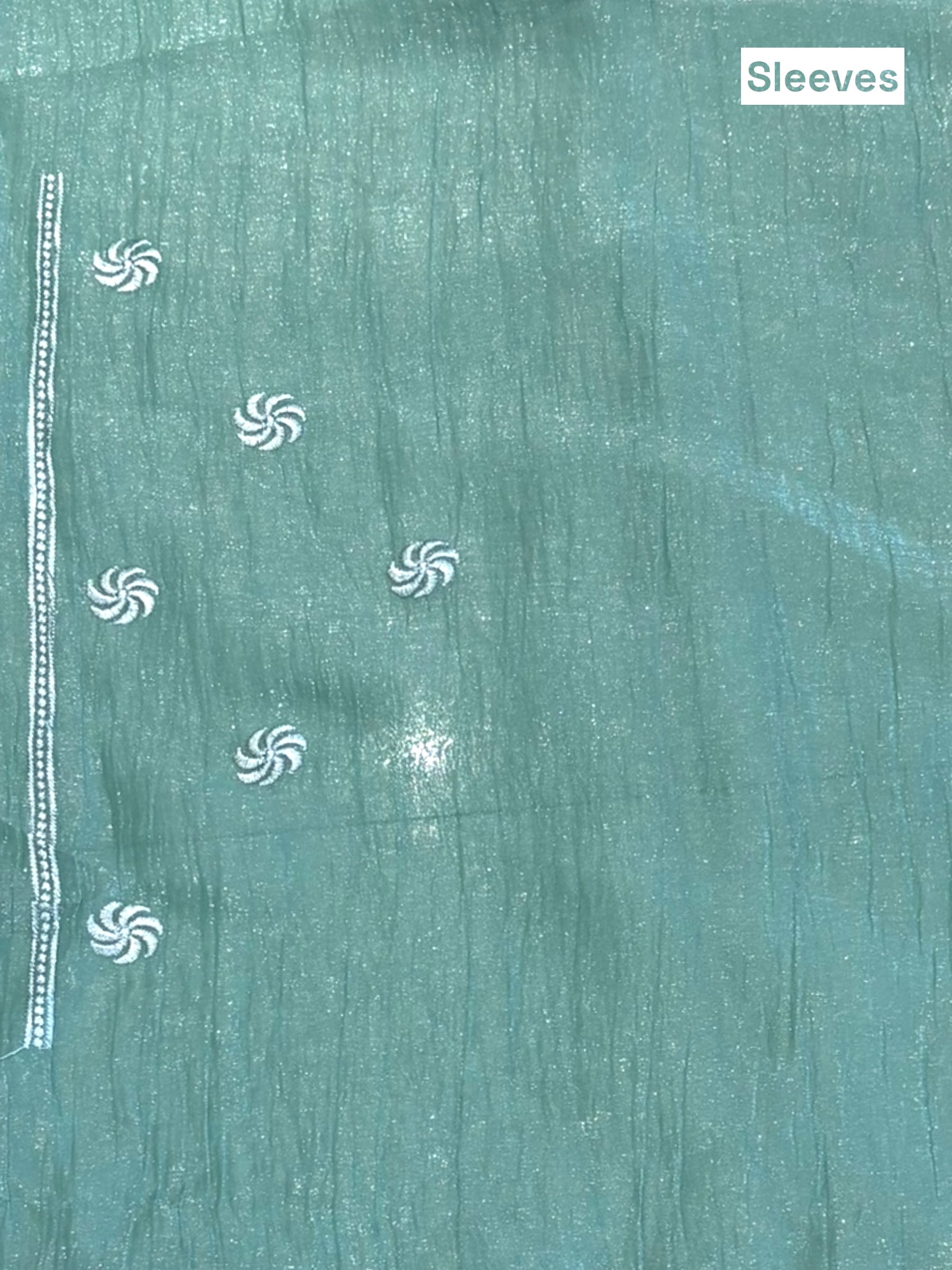 Emerald green shimmer chiffon saree