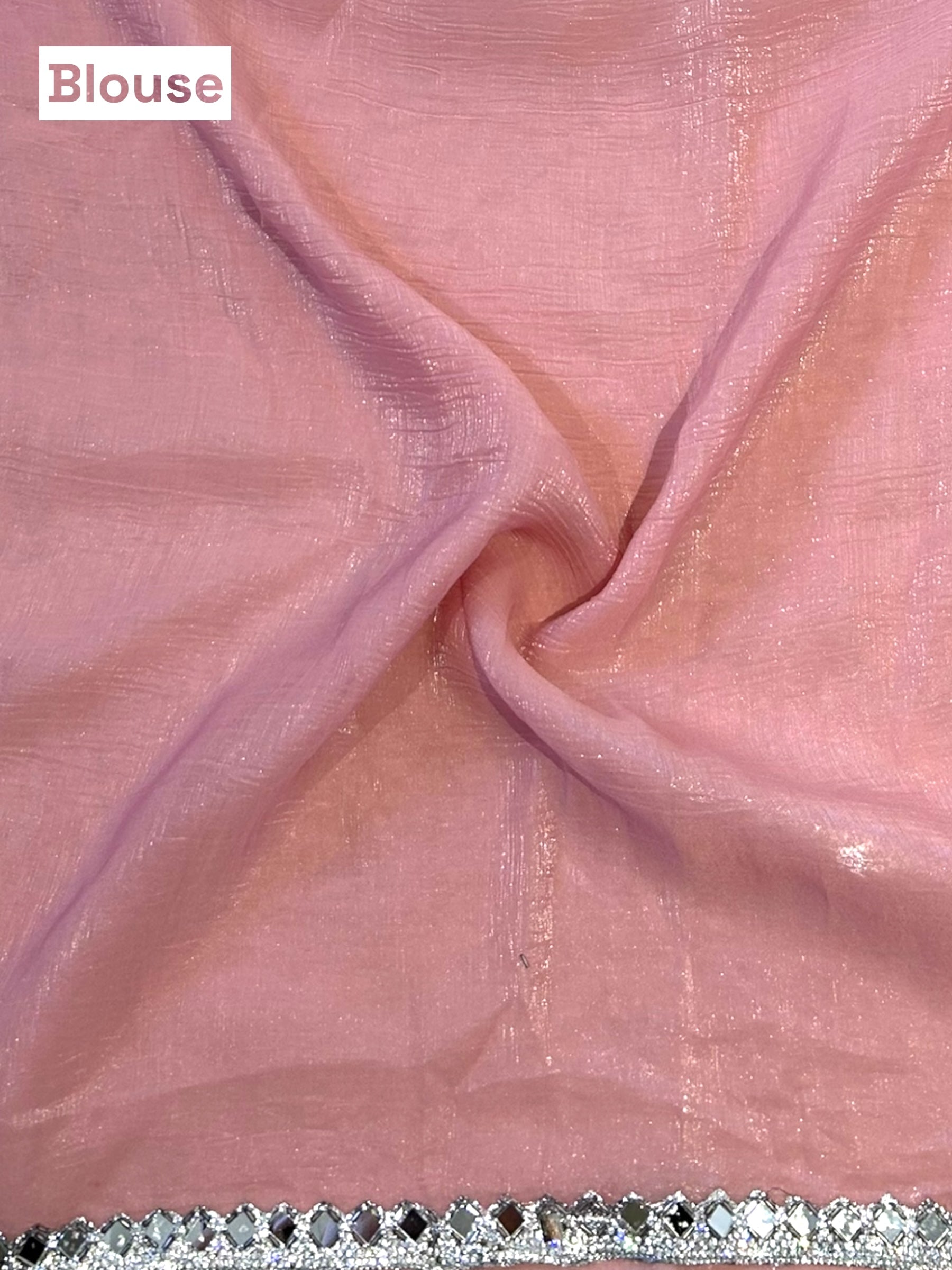 Pink mirror work chiffon saree