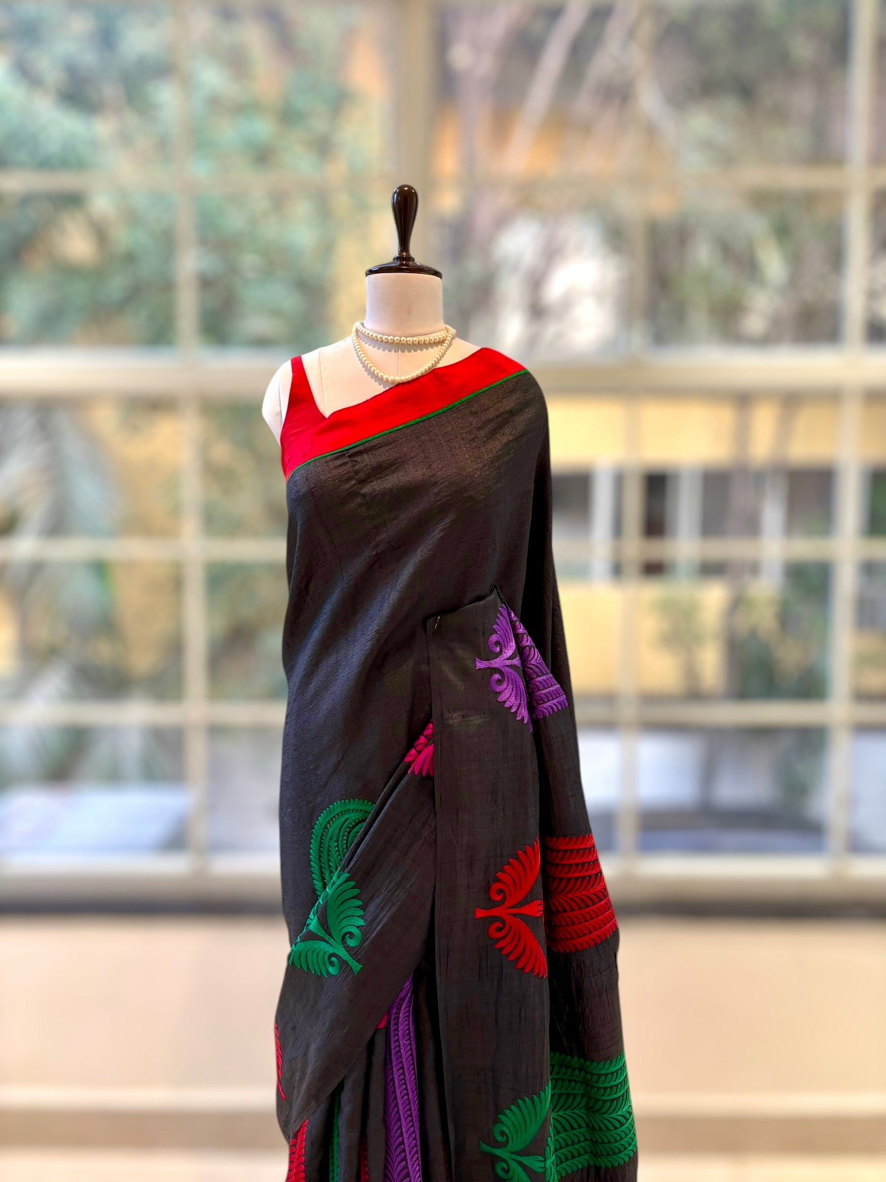 Tussar silk designer saree