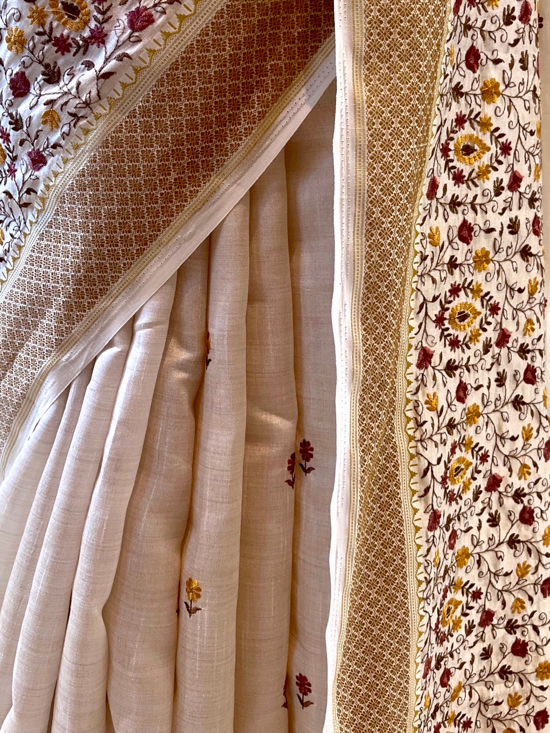 Being embroidered zari saree - Floral