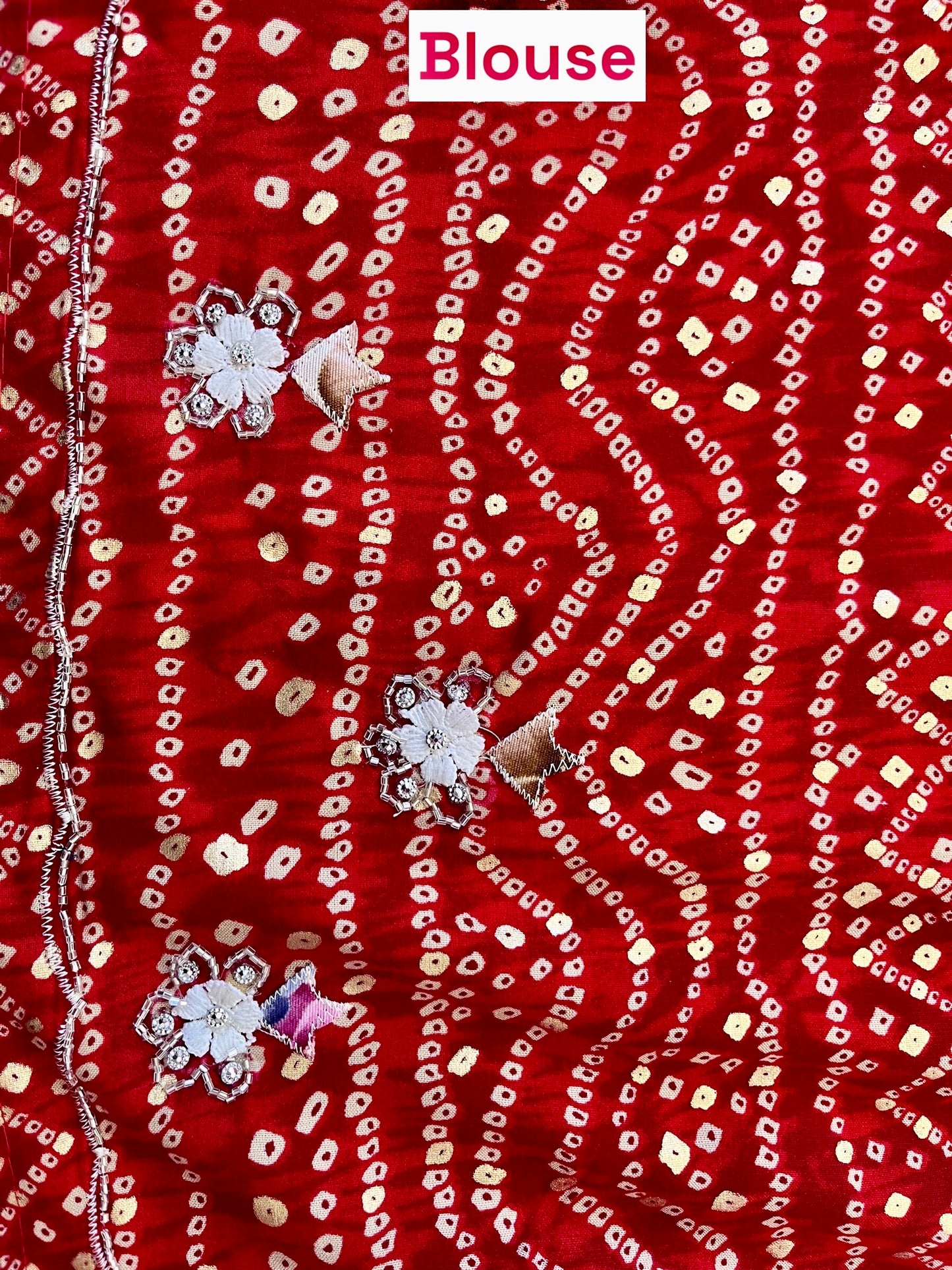 White crushed organza embellished saree