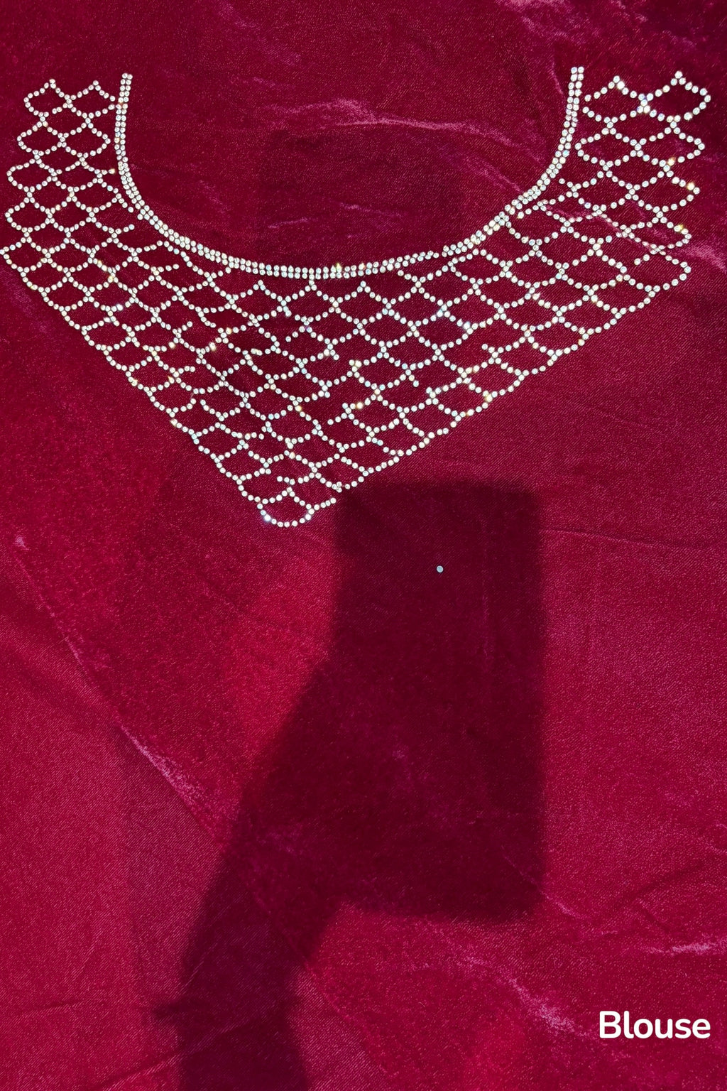 Satin chiffon scallop saree - Wine