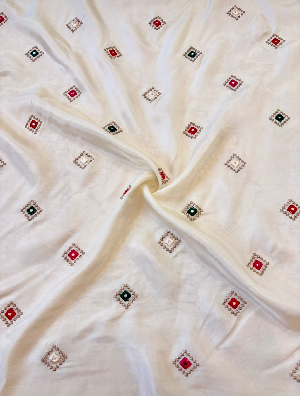 Pure resham patola mirror work saree - White