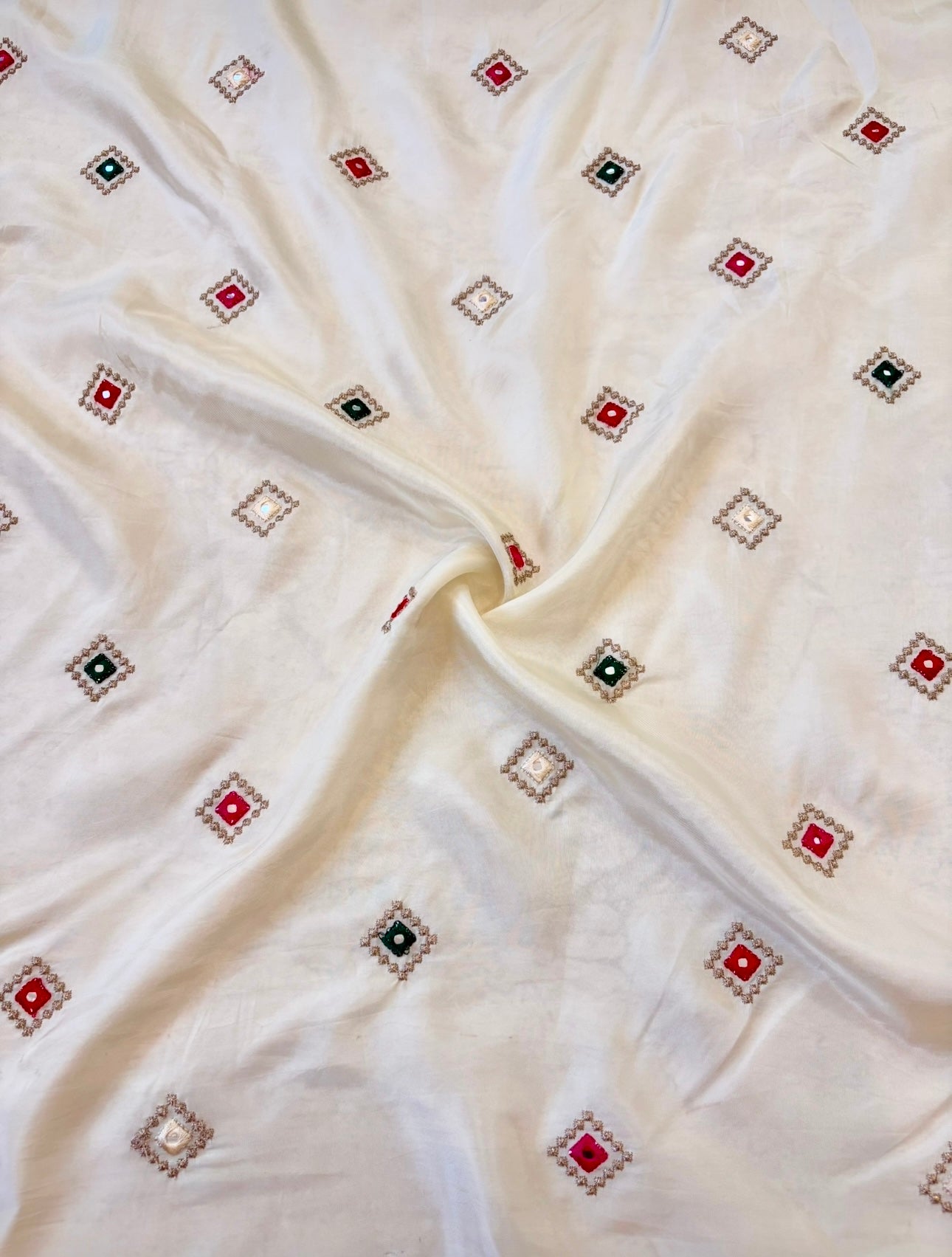 Pure resham patola mirror work saree - White