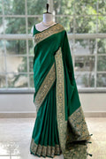 Soft silk saree - Bottle green
