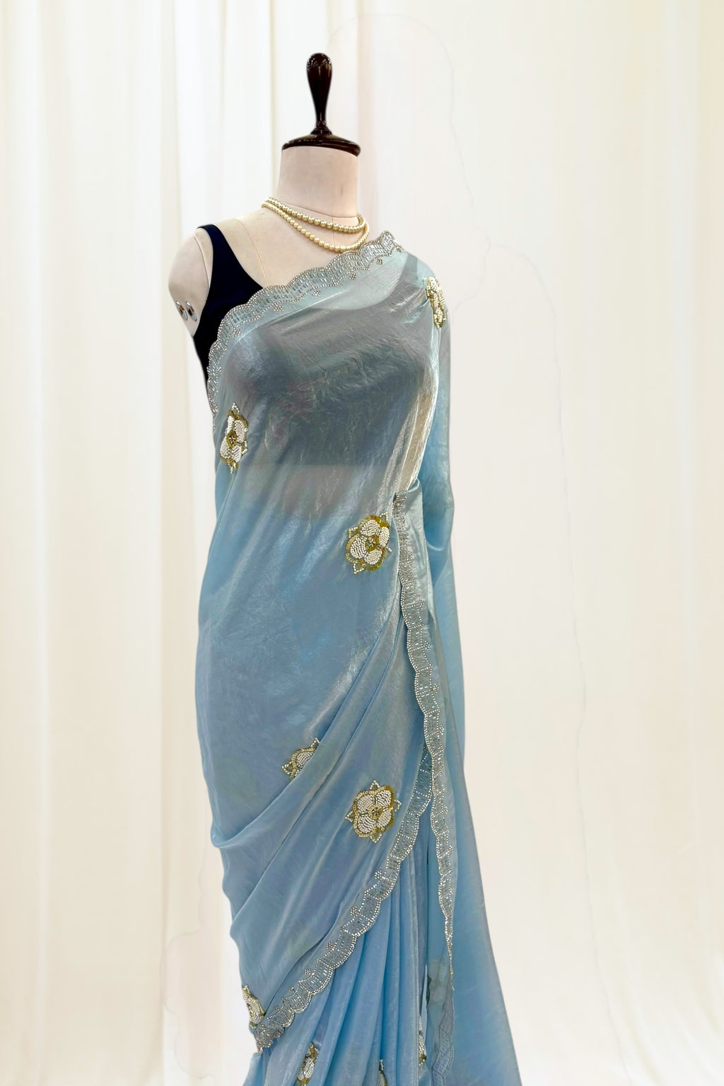 Fendy embellished saree - Powder blue