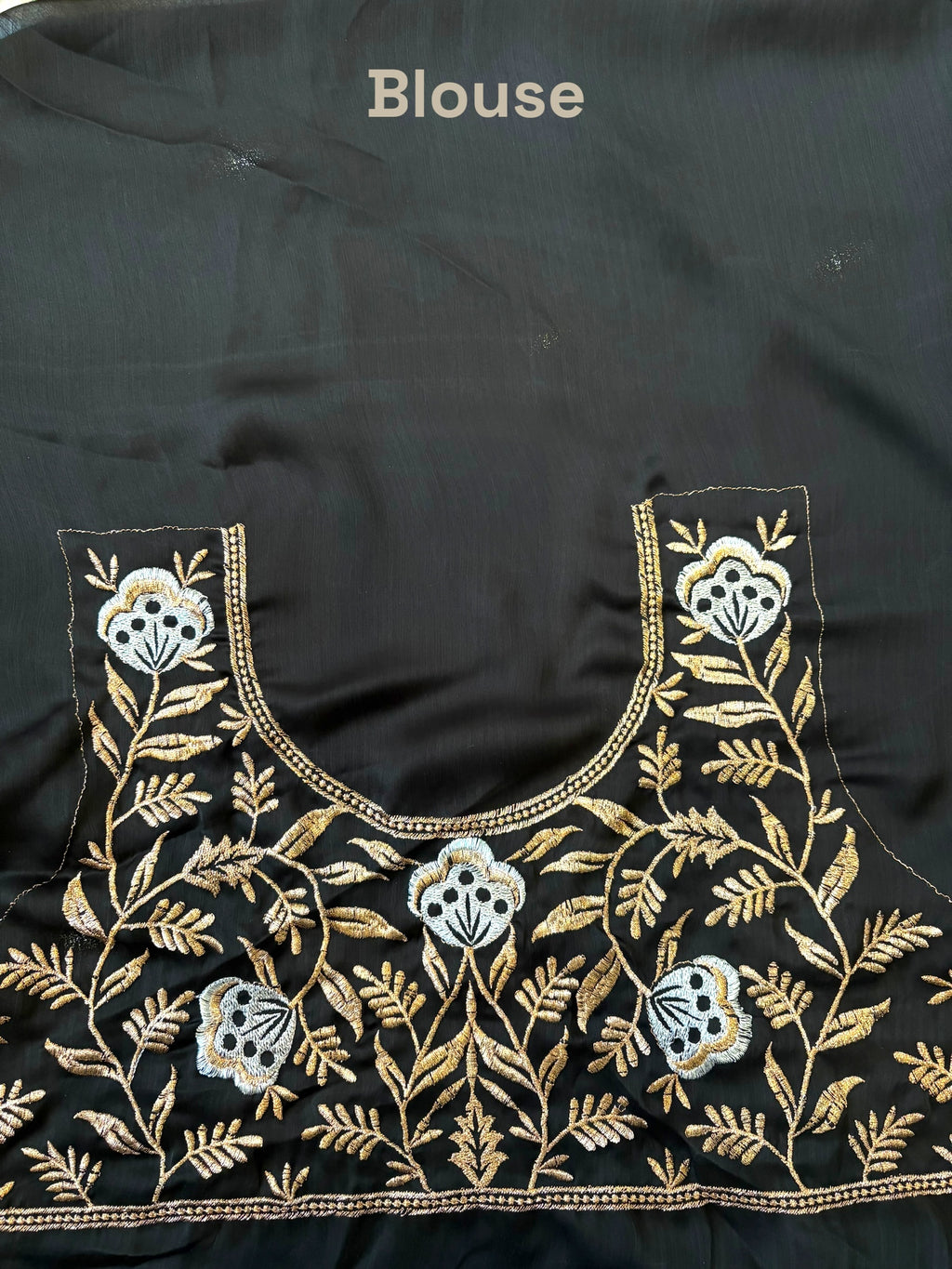 Black leafy designer saree