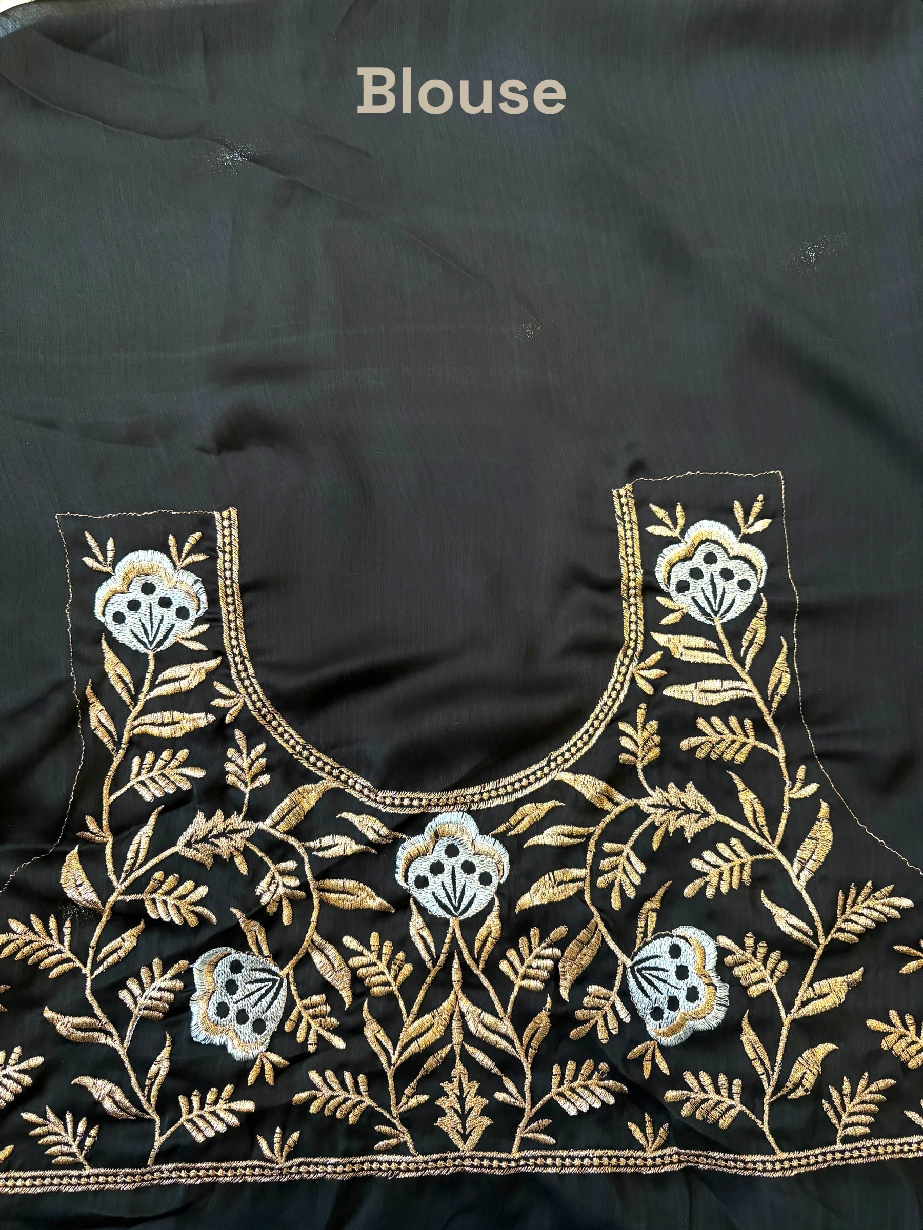 Black leafy designer saree