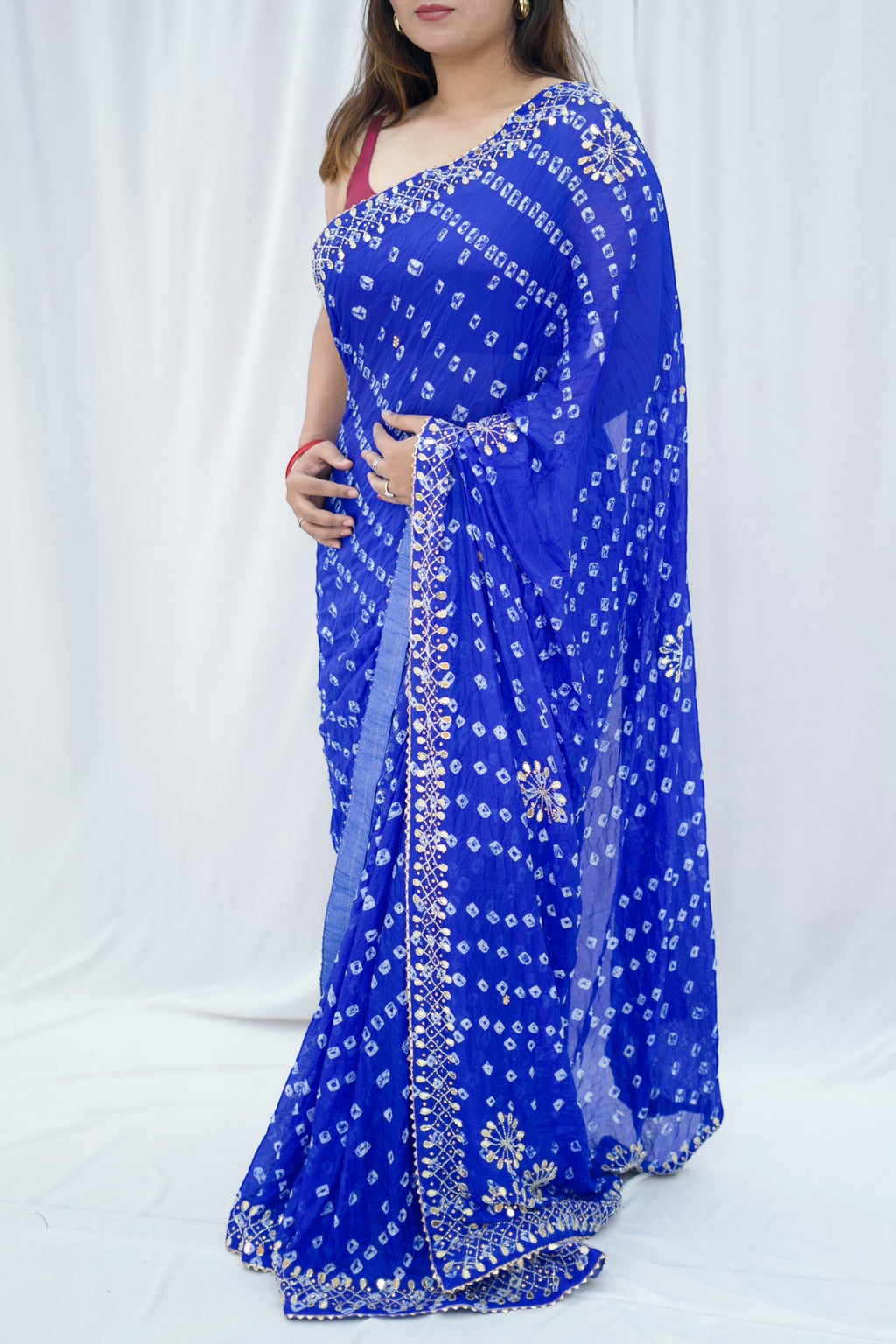Pure viscose bandhani saree - Blue