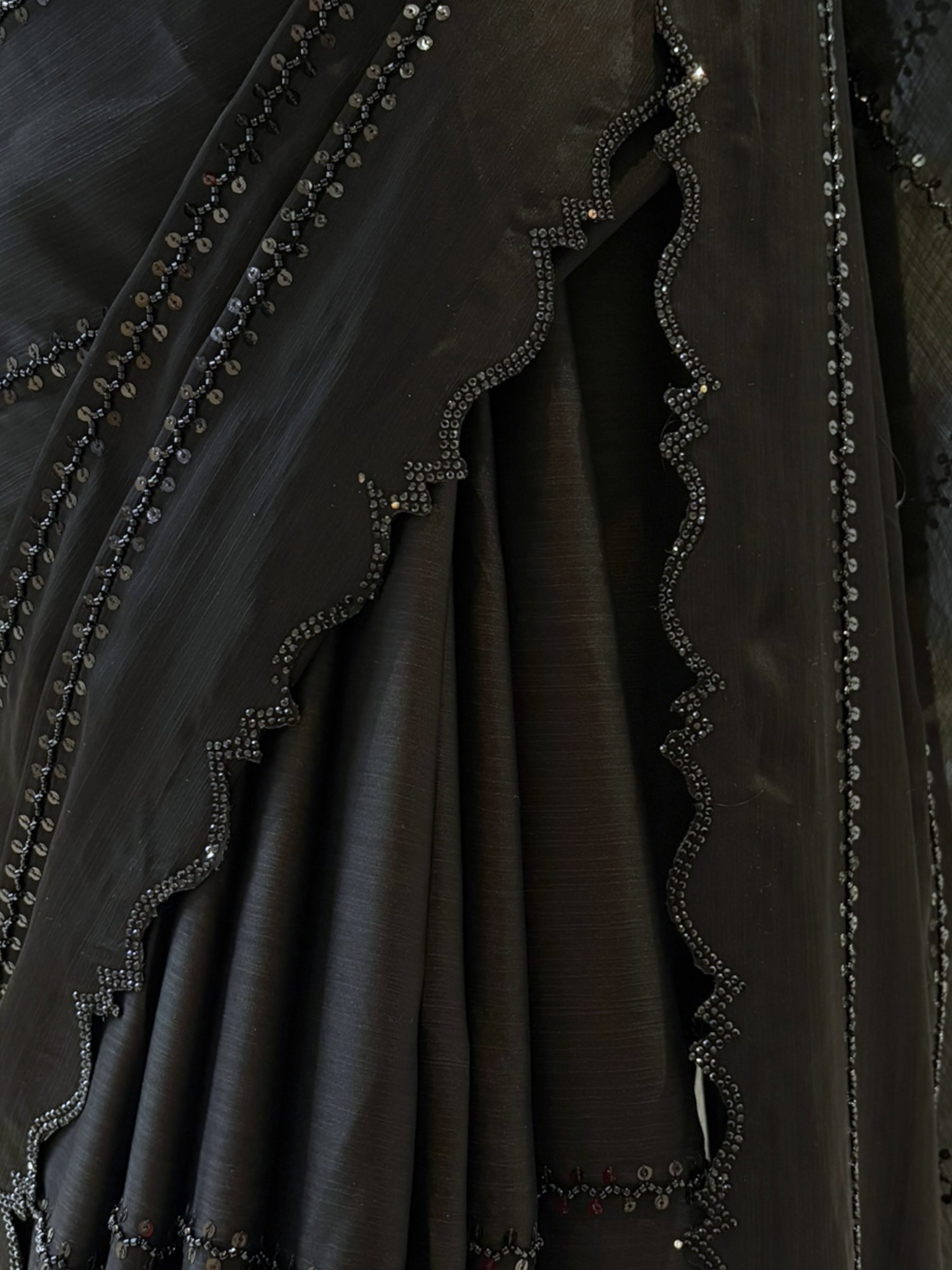 Black sequins chiffon saree