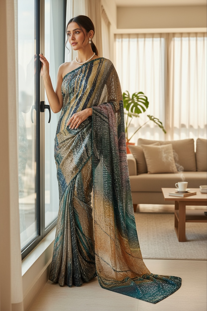 Designer sequins saree