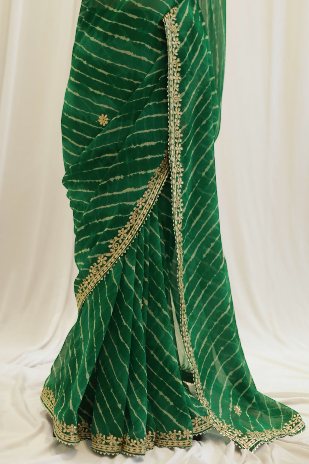 Georgette leheriya saree - Green