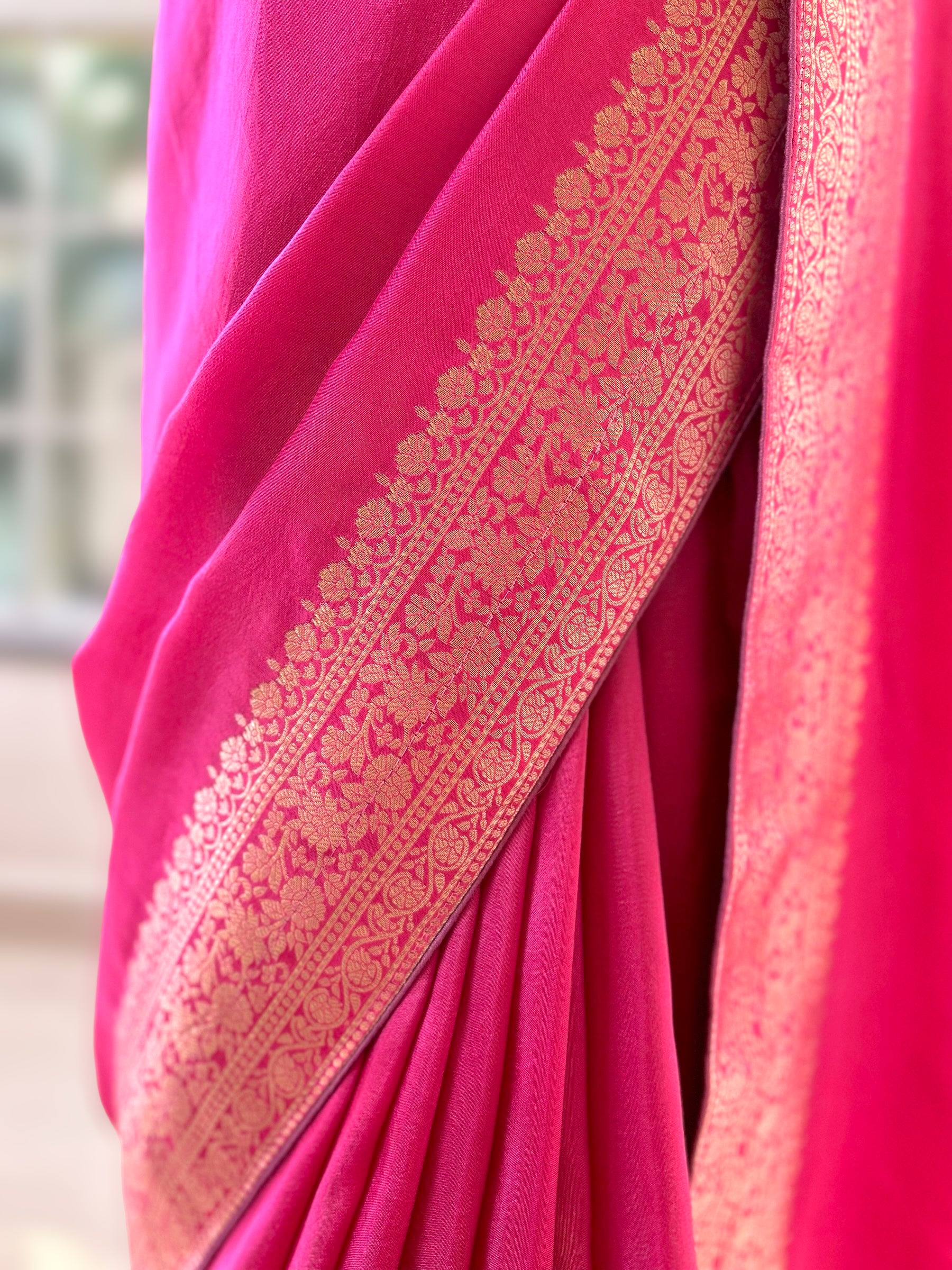 Pink pure dola silk saree