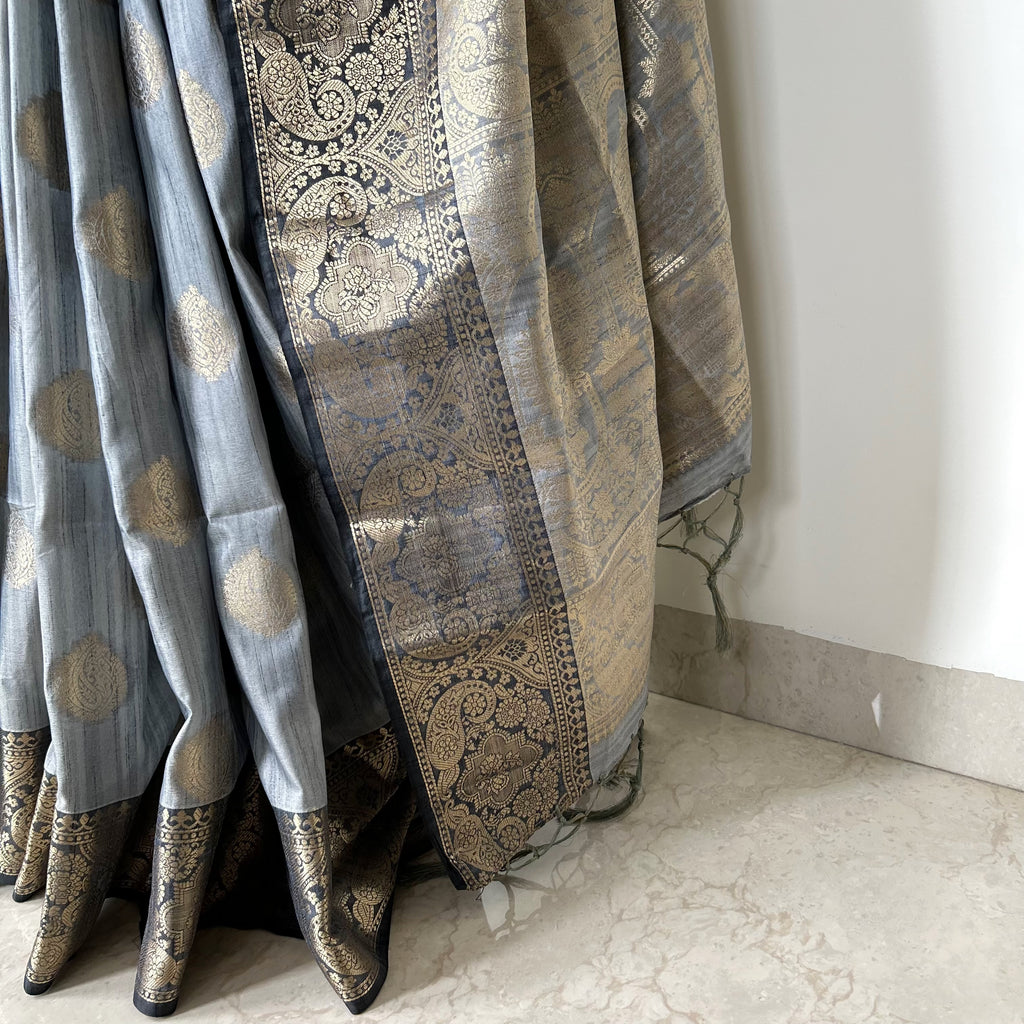 Grey Banarasi Silk saree