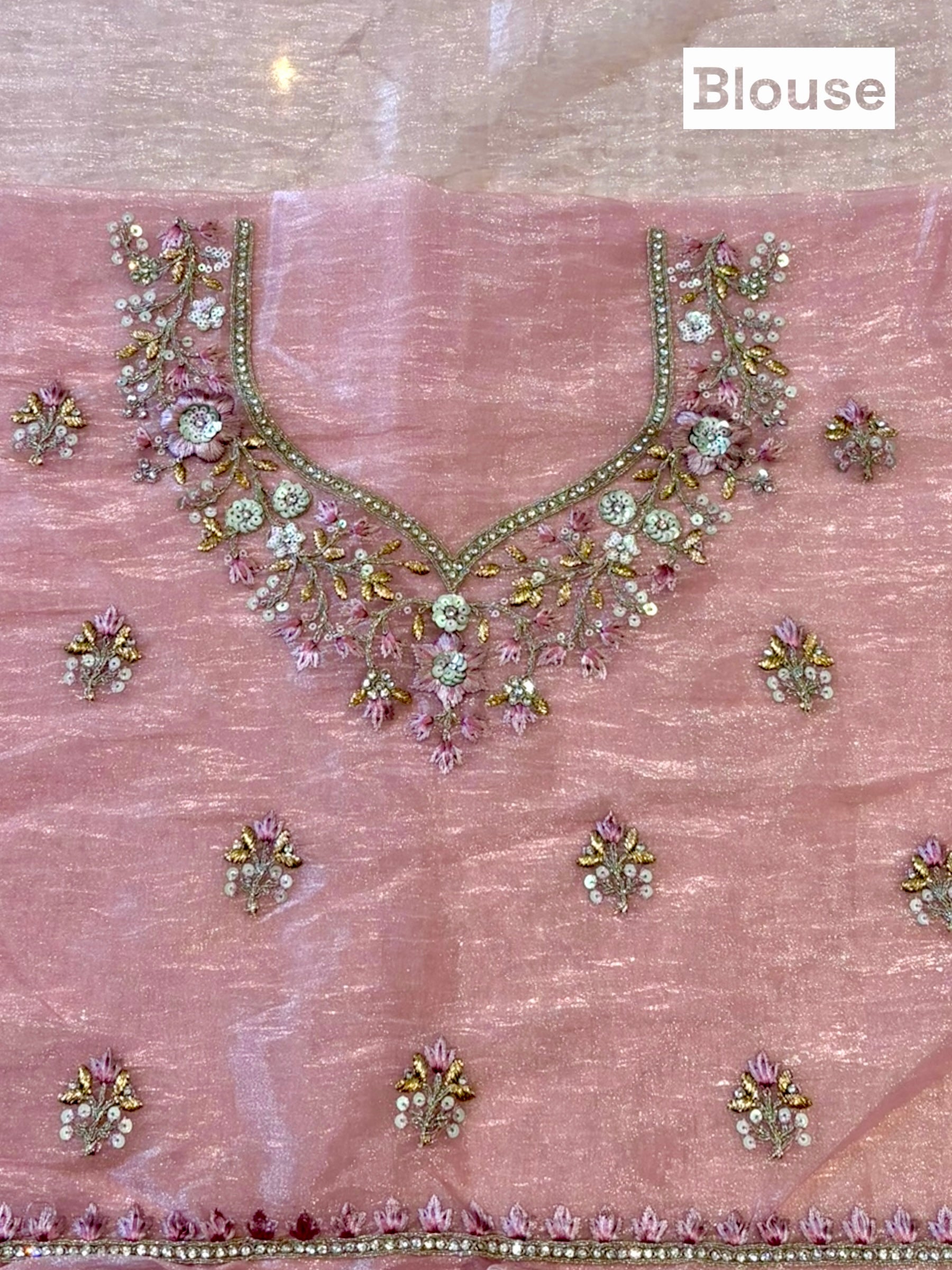 Pink Organza Embellished Saree