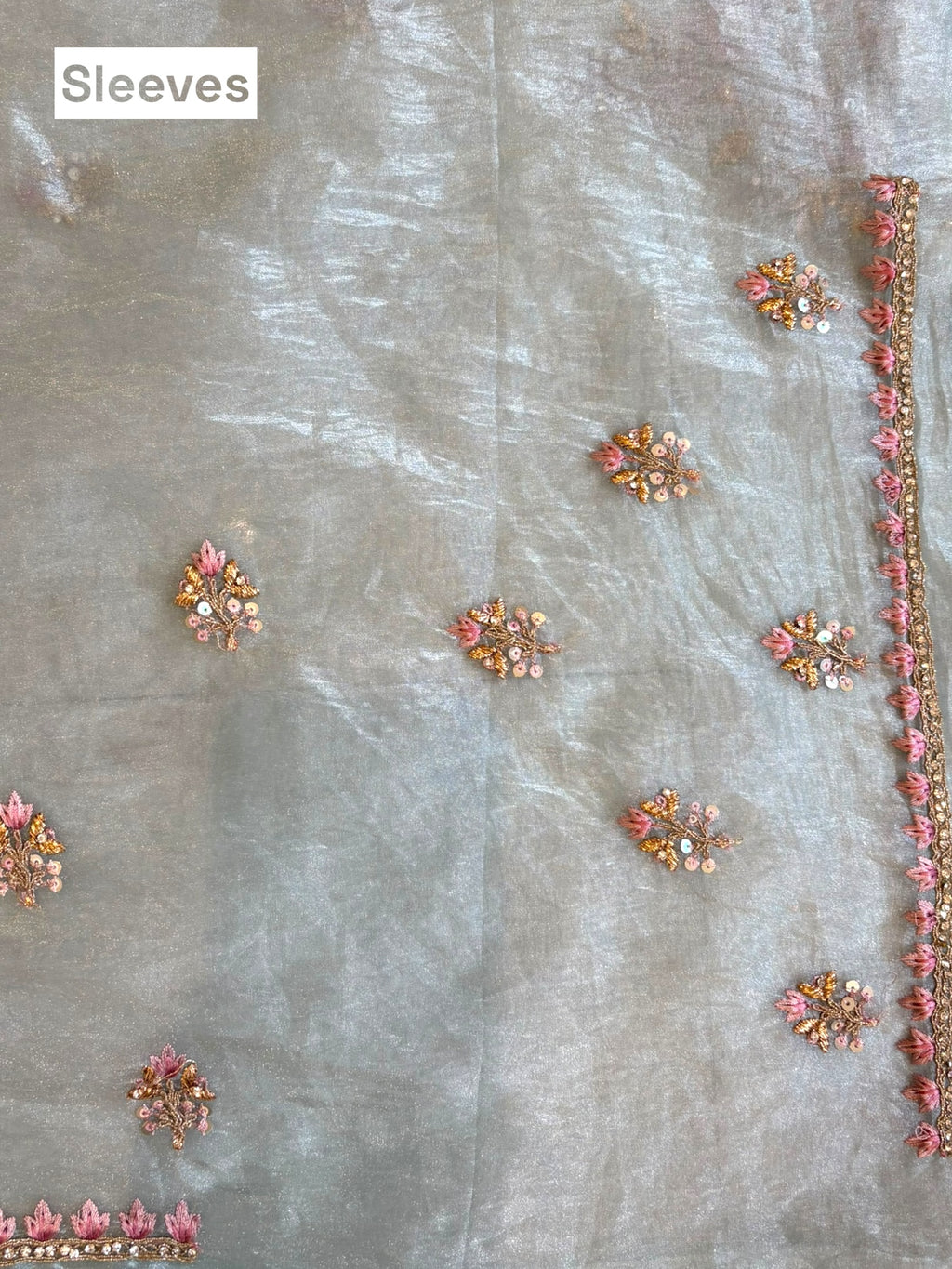 Blue Organza Embellished Saree