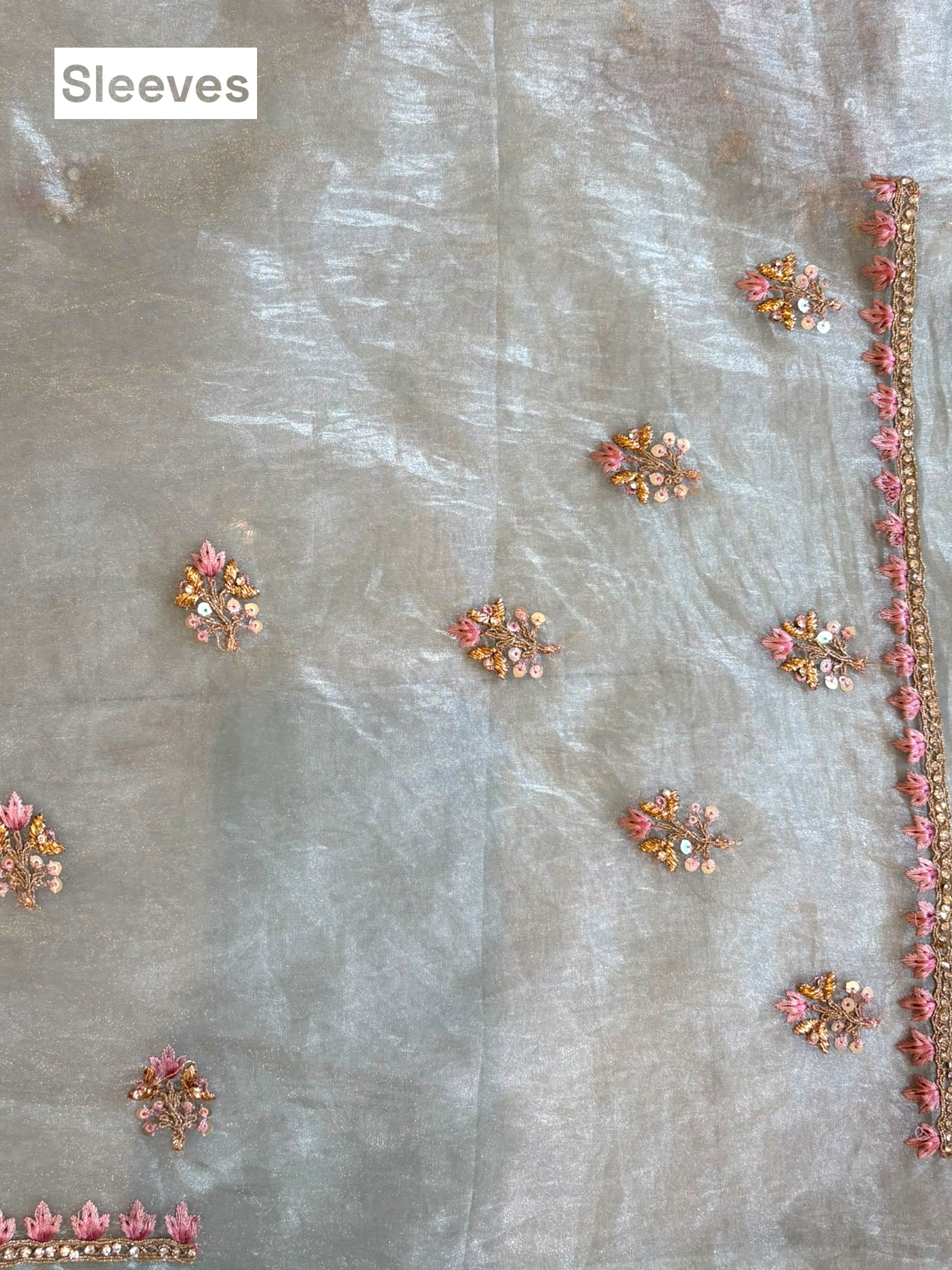 Blue Organza Embellished Saree