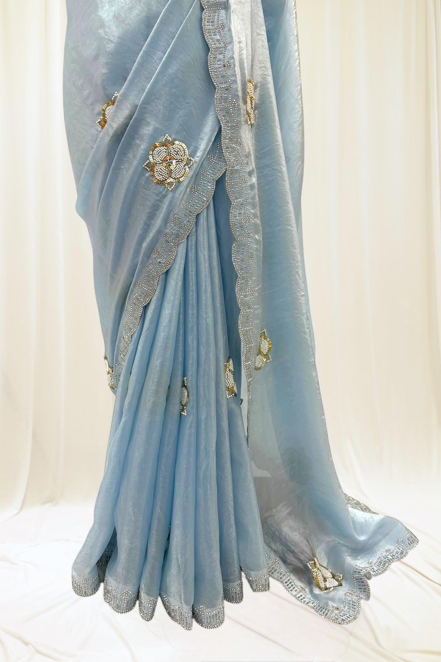 Fendy embellished saree - Powder blue
