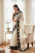 White organza floral saree