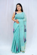 Floral handloom cotton zari saree